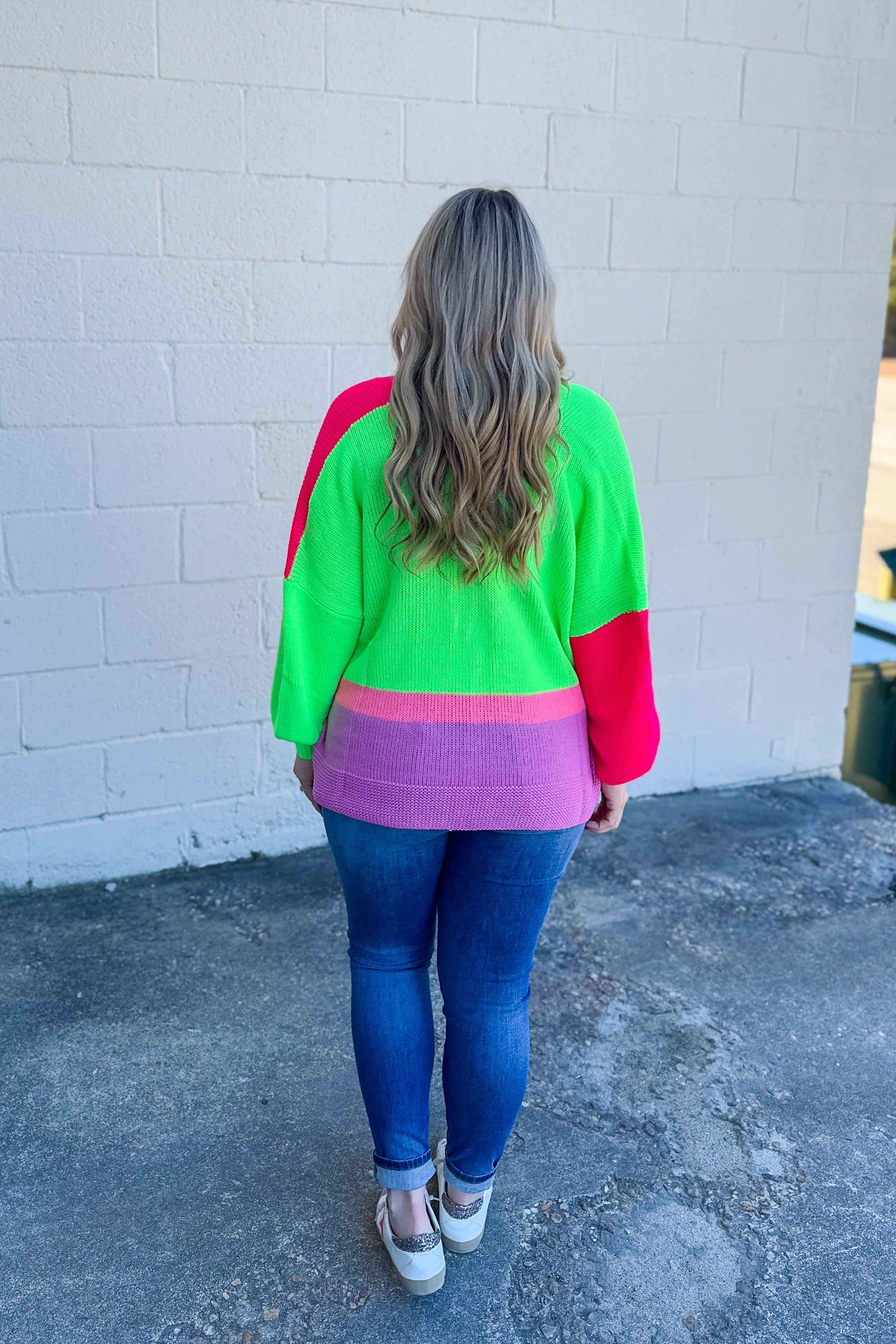 Time To Waste Multi Neon Colorblock Cardigan