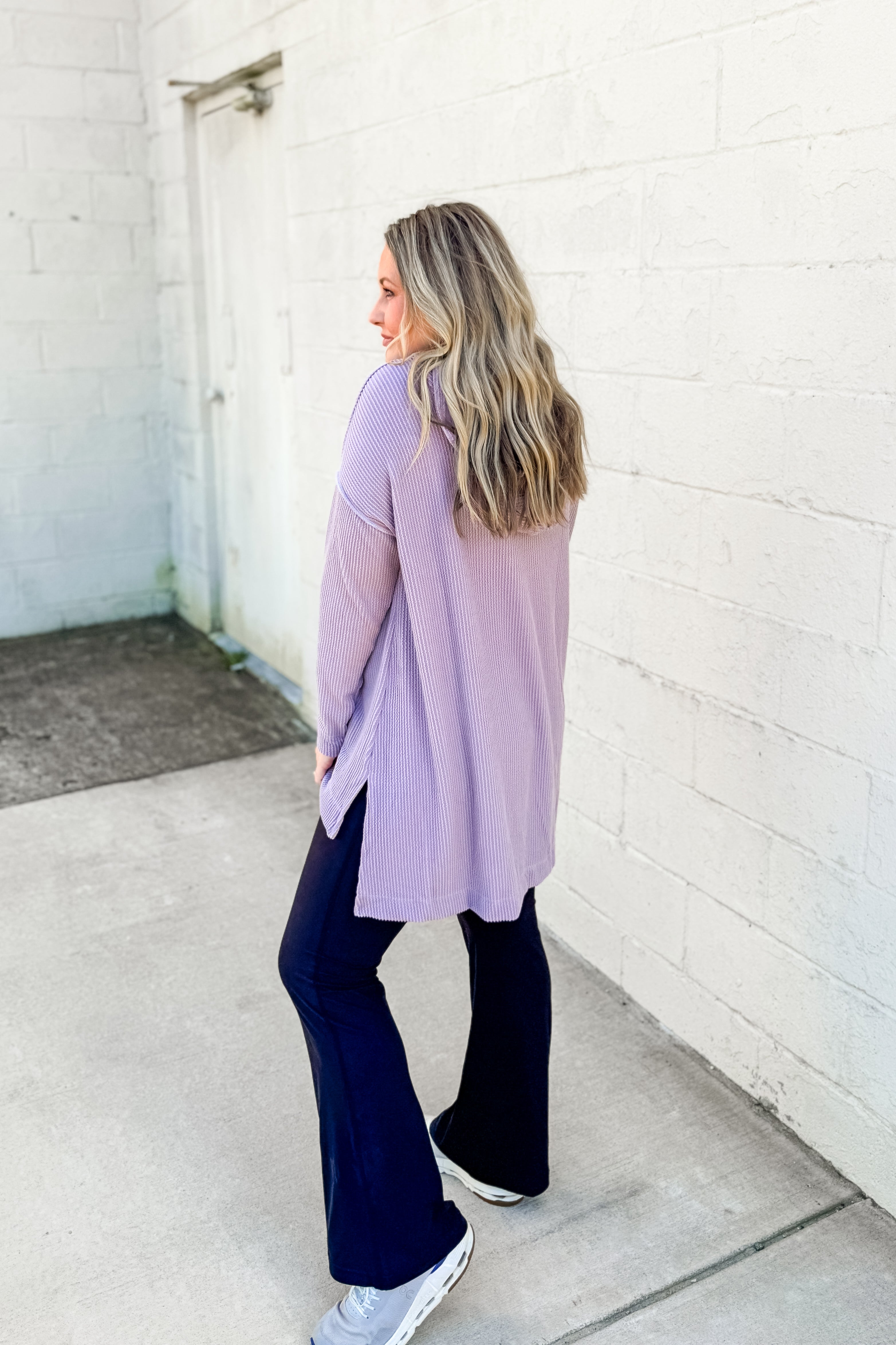 Everyday Ease Oversized Ribbed Hooded Top