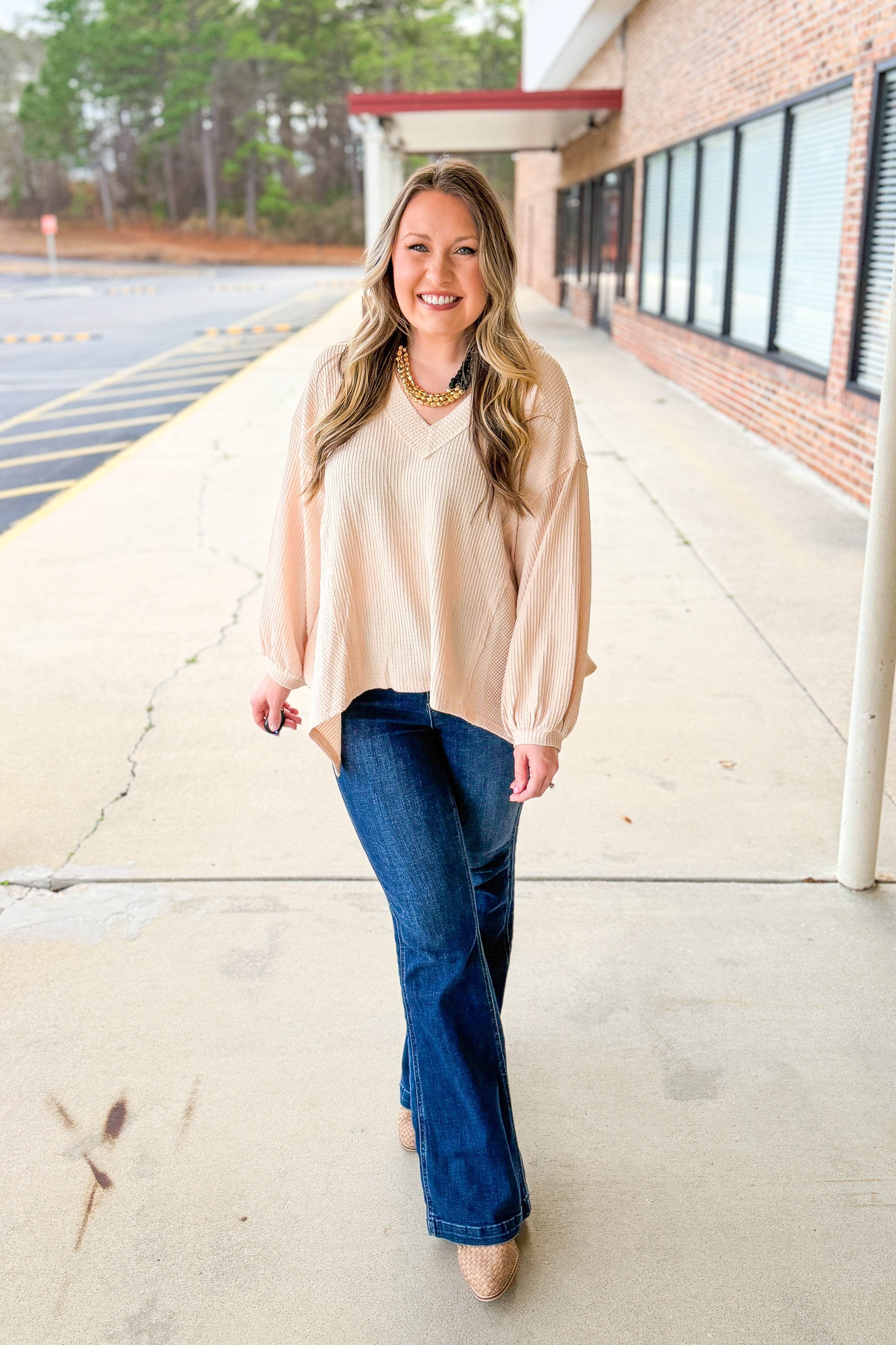 Neutral Bliss Waffle Knit Top