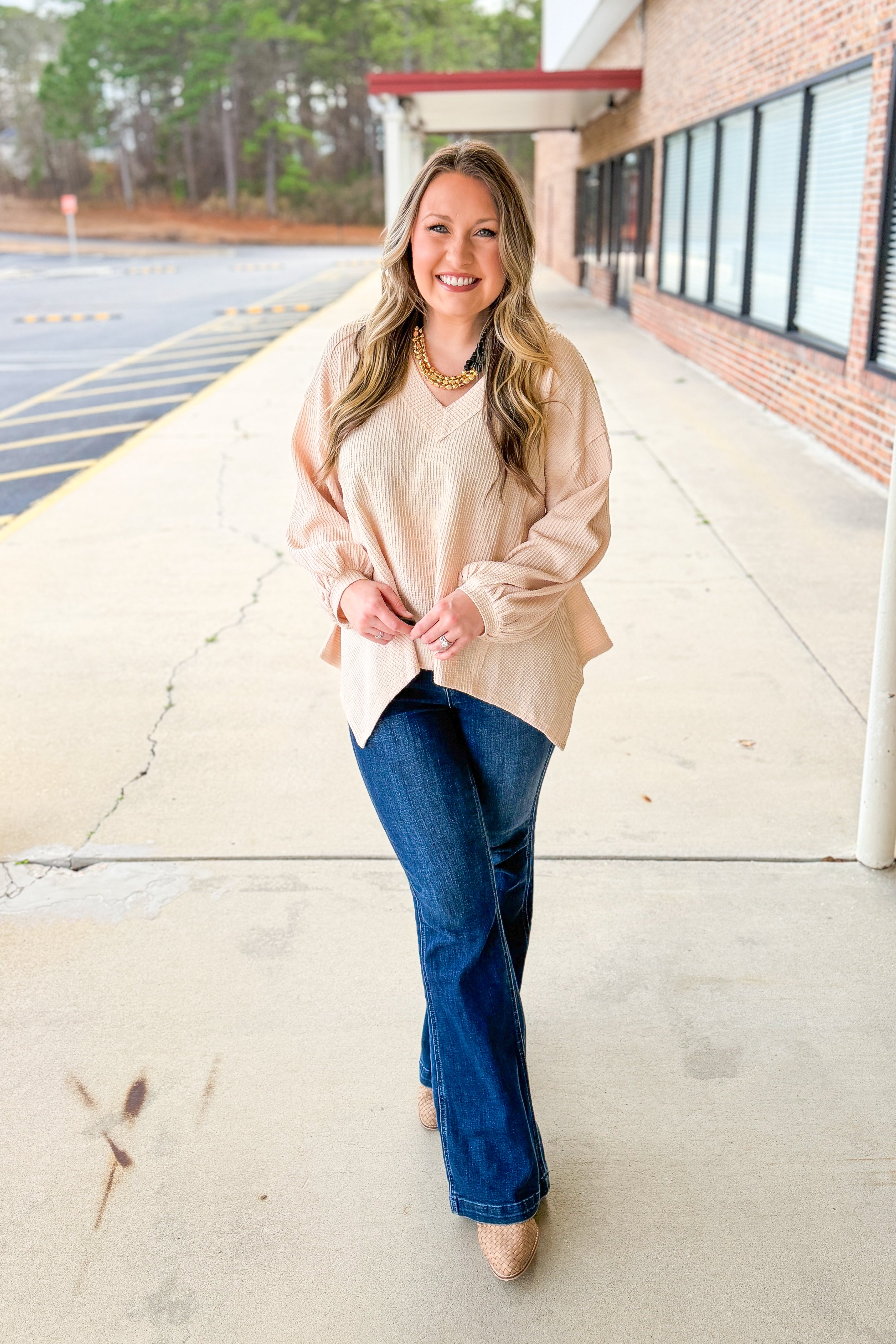 Neutral Bliss Waffle Knit Top