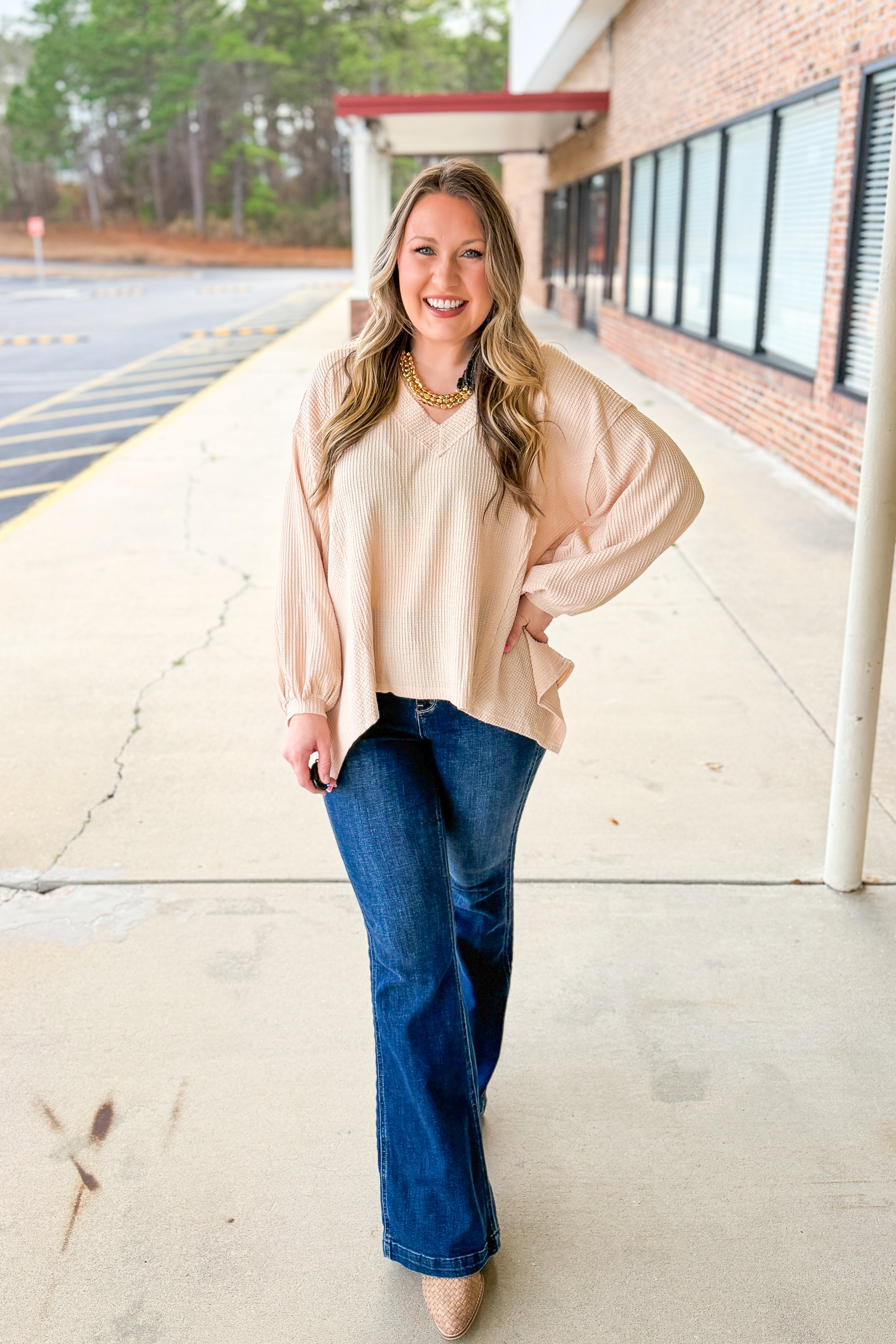 Neutral Bliss Waffle Knit Top