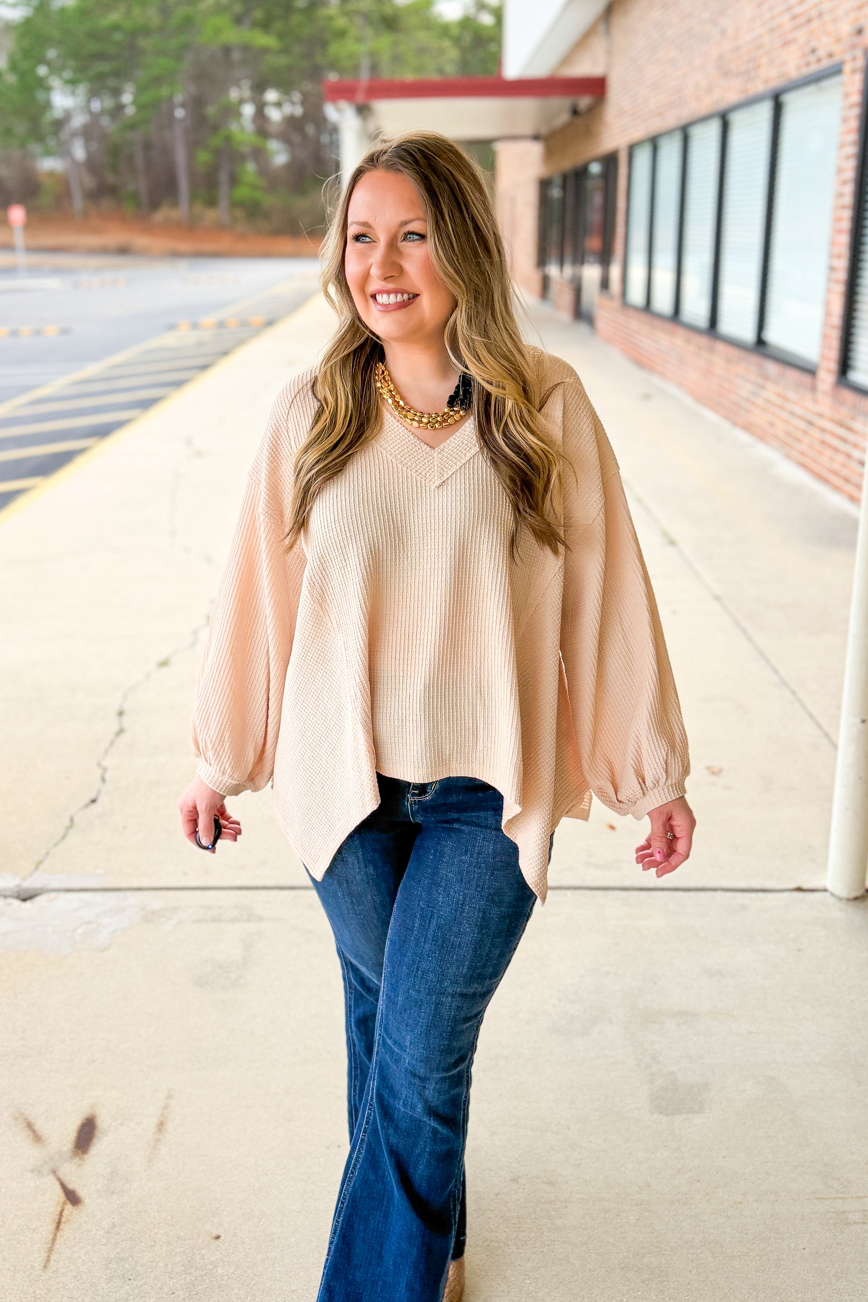 Neutral Bliss Waffle Knit Top