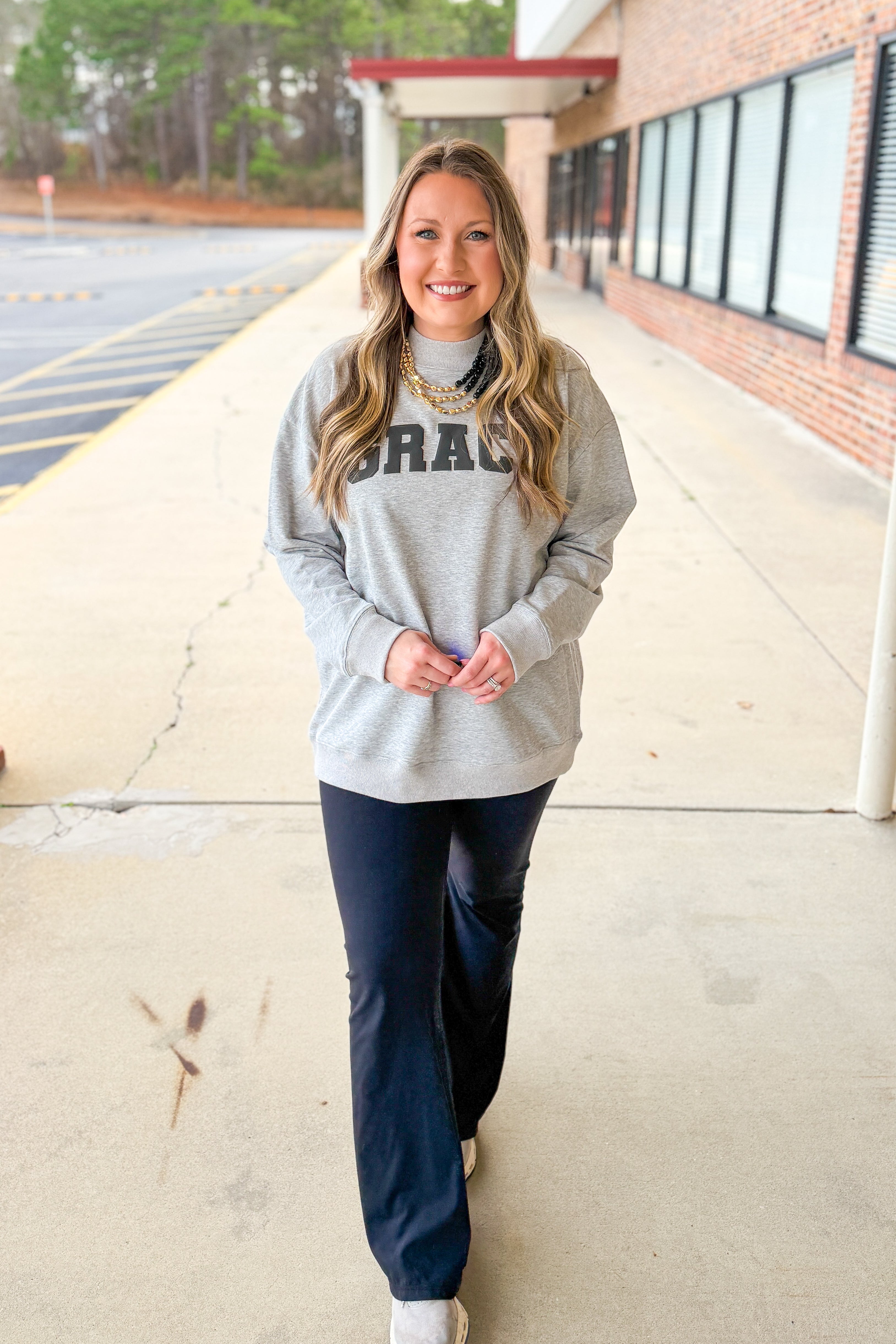 Grace Mock Neck Sweatshirt, Grey