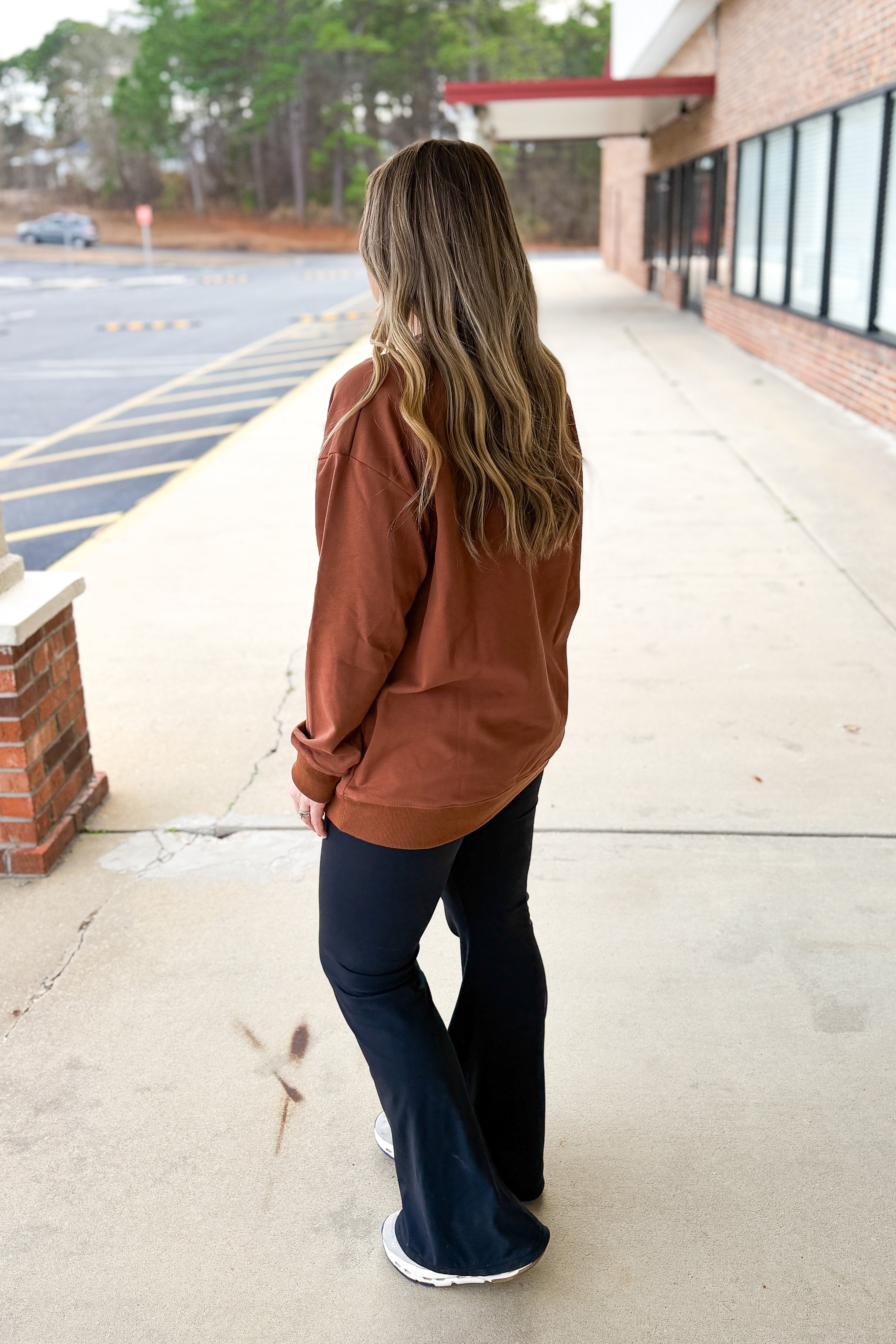 Grace Mock Neck Sweatshirt, Brown