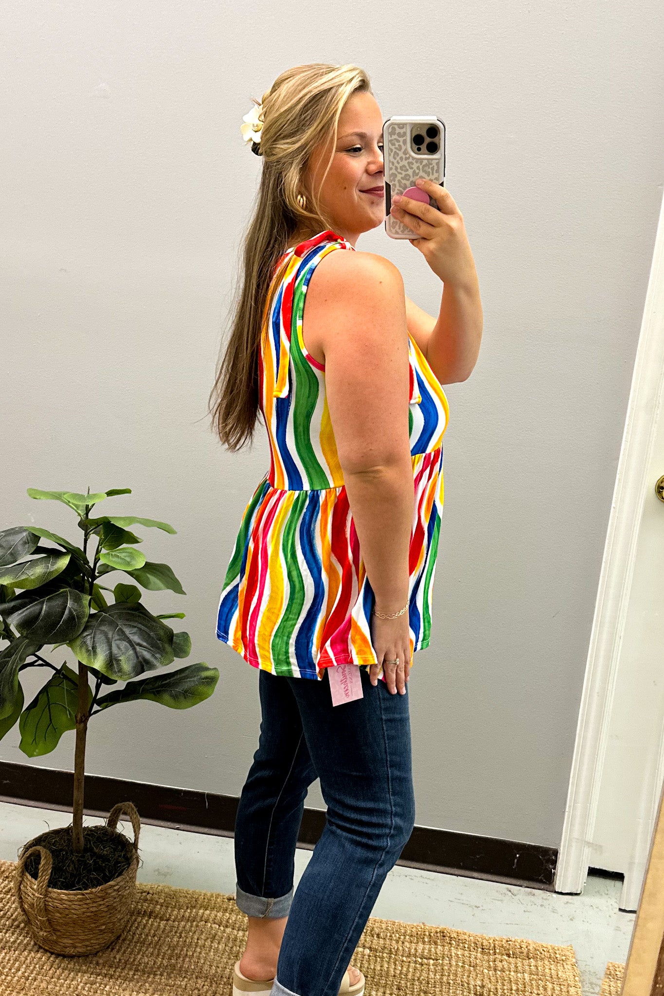 Wavy Colorful Stripes Tank Top