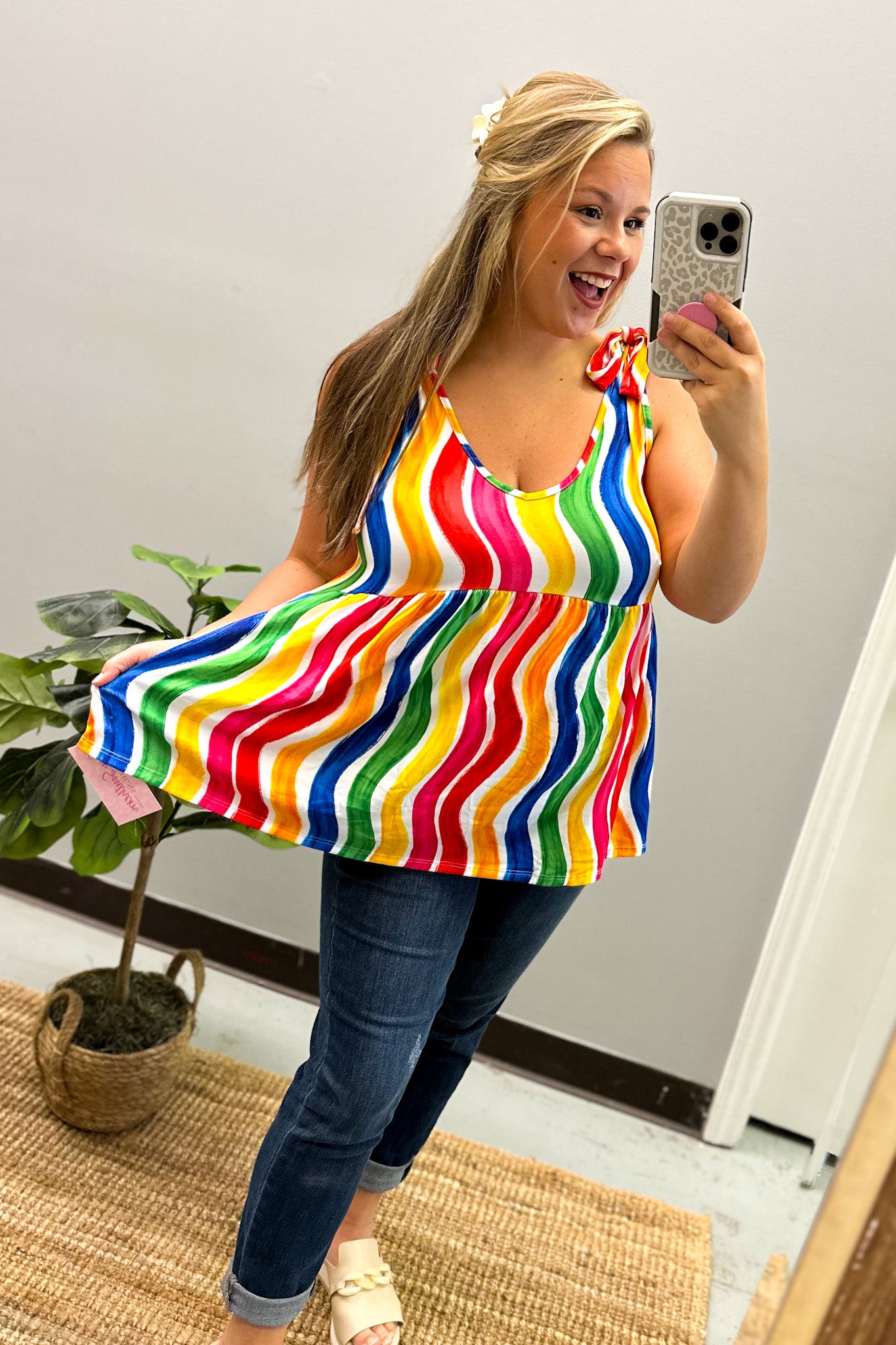 Wavy Colorful Stripes Tank Top