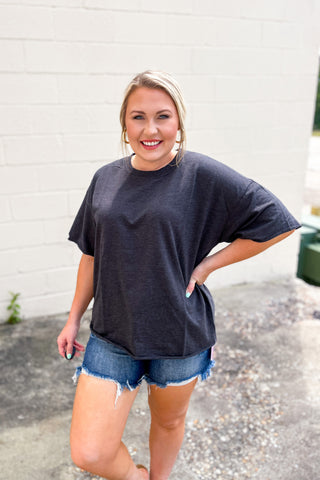 RESTOCK | DEAL | Better Things To Do Oversized Top, Charcoal