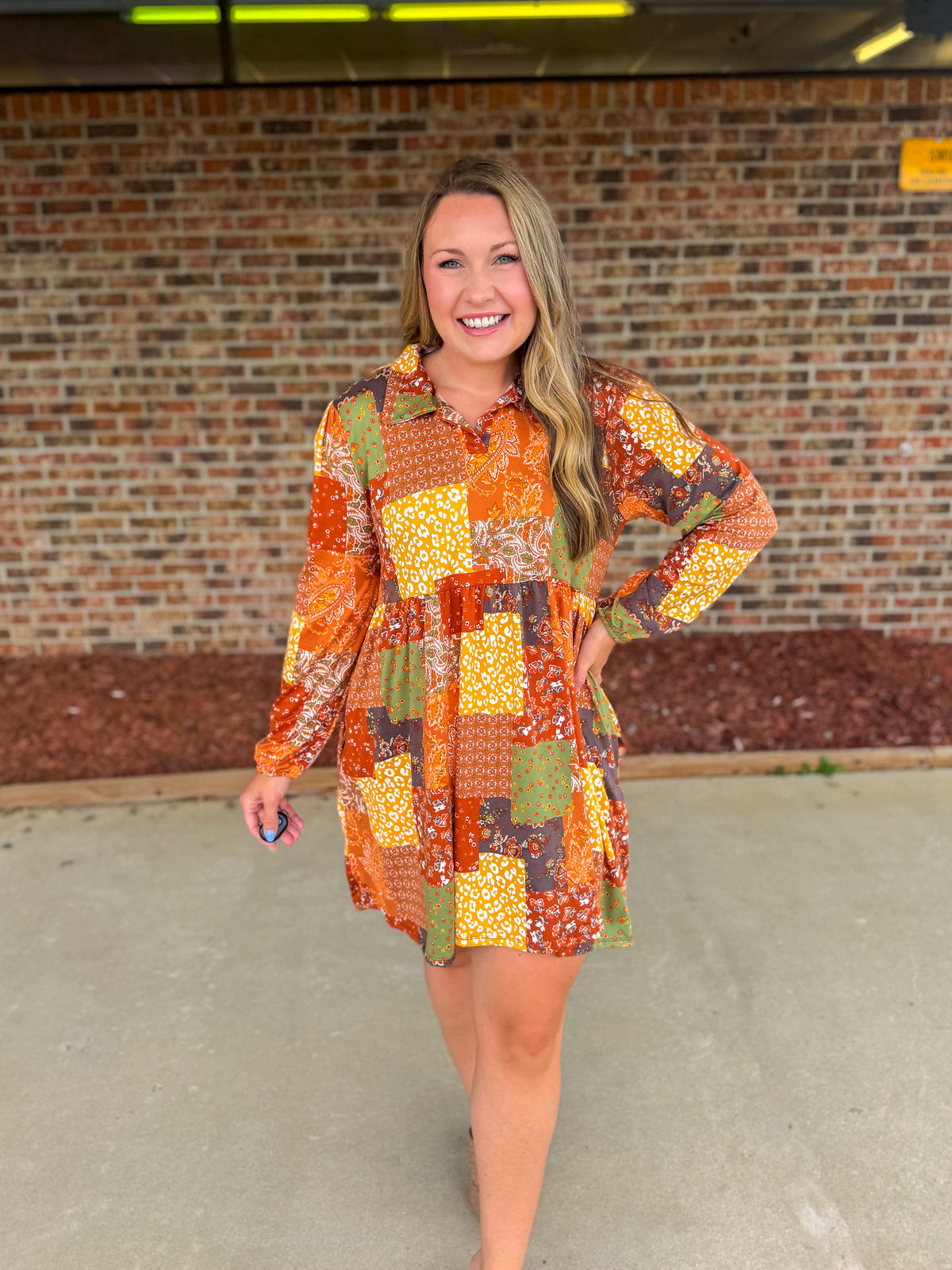 All Mixed Up Patchwork Babydoll Dress