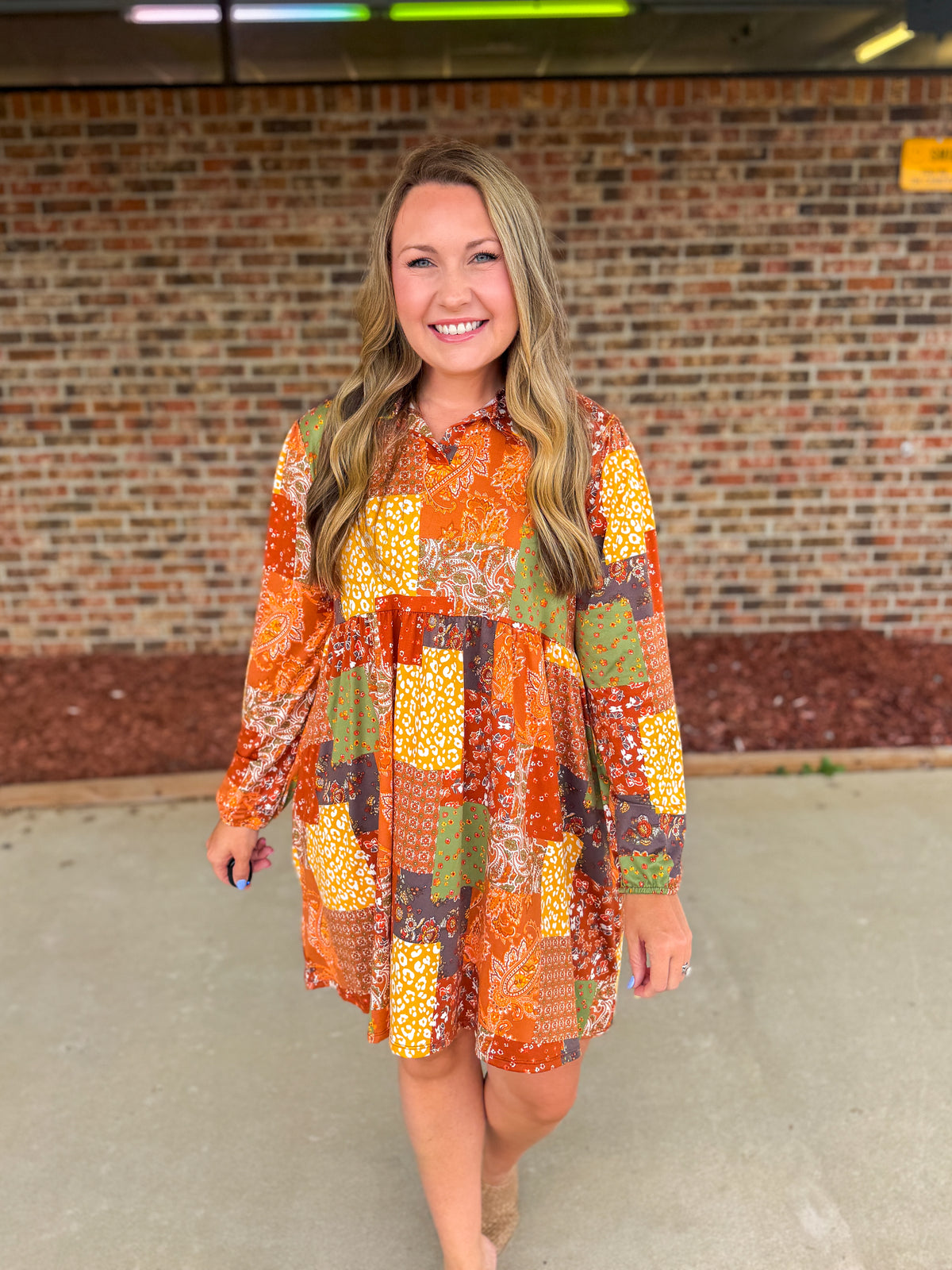 All Mixed Up Patchwork Babydoll Dress