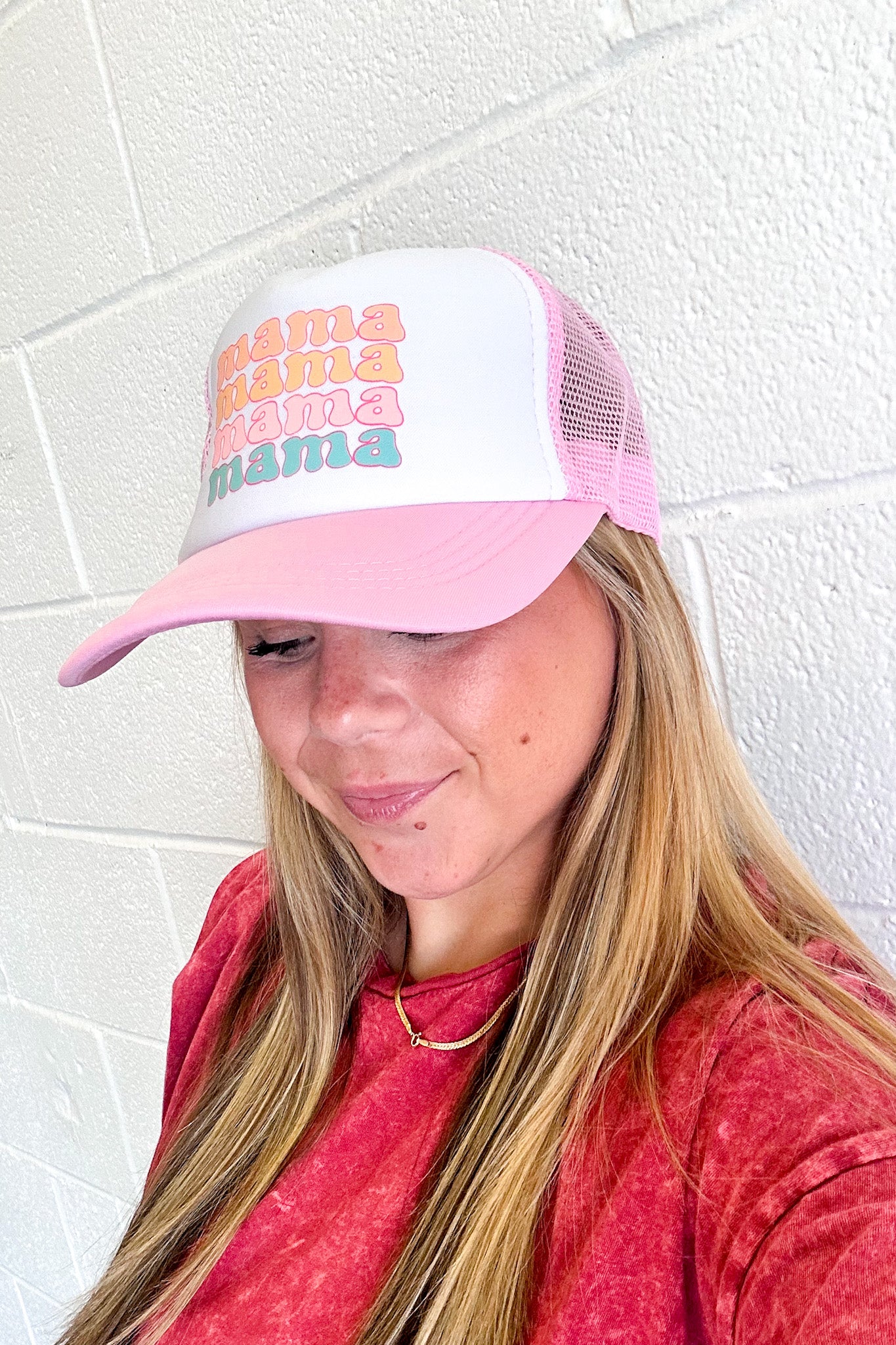 Retro "Mama" Print Trucker Baseball Cap