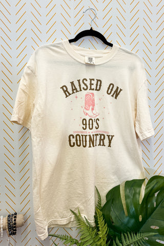 Raised on 90's Country Graphic Tee, Ivory
