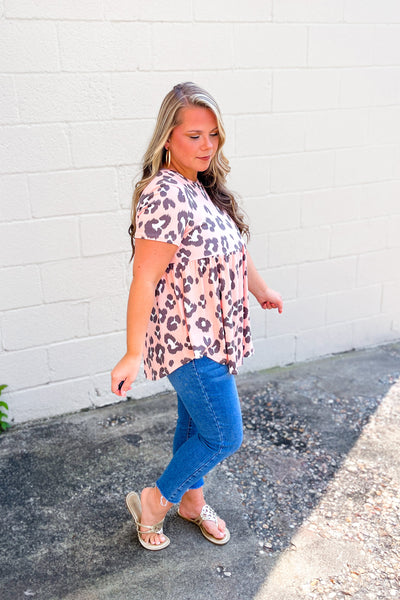 RESTOCK | Clearly Bold Leopard Babydoll Top, Blush