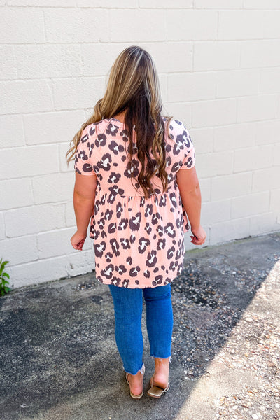 RESTOCK | Clearly Bold Leopard Babydoll Top, Blush