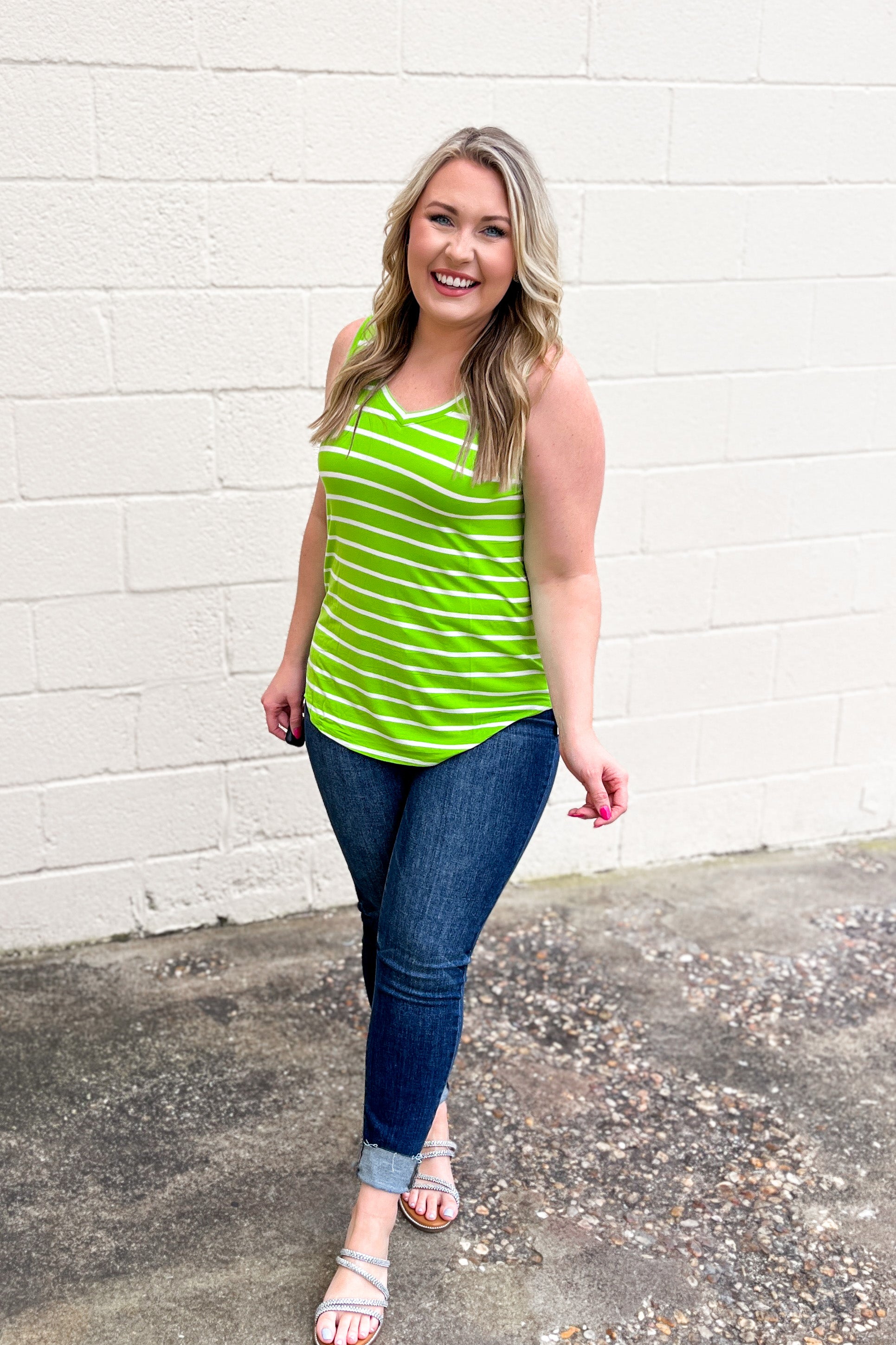 DEAL | Sebastian Stripe Tank, Lime Green