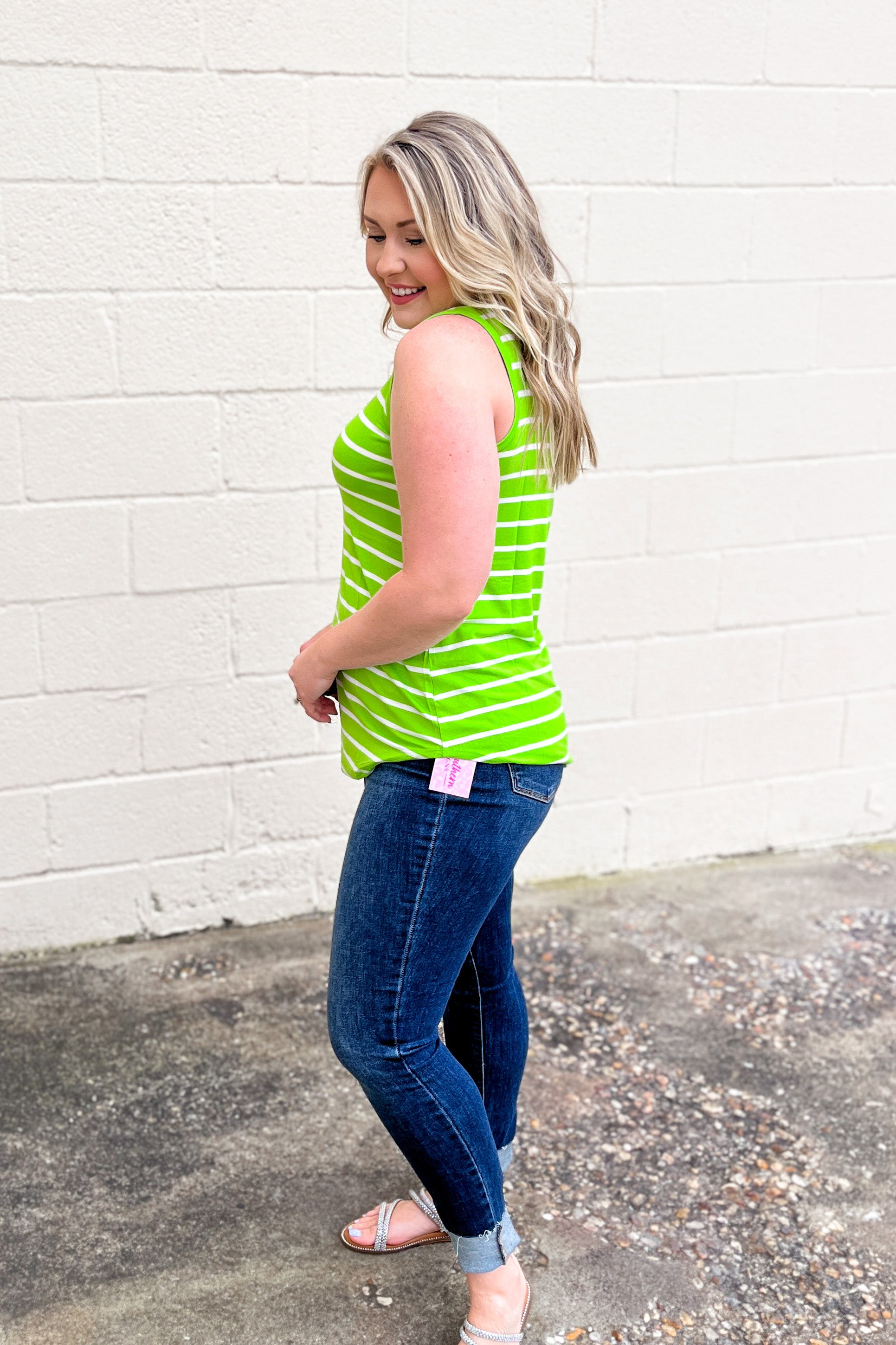 DEAL | Sebastian Stripe Tank, Lime Green