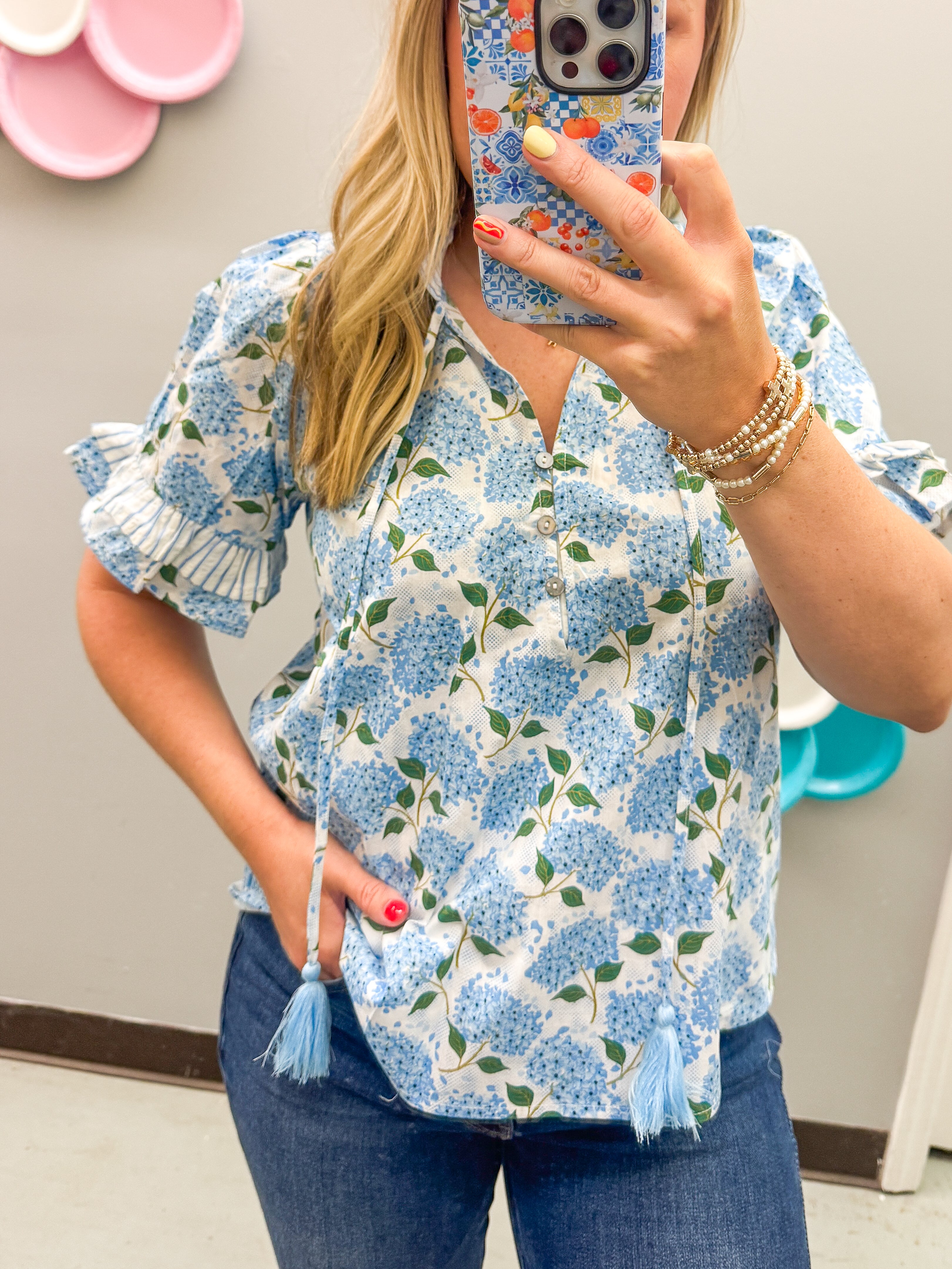 Hydrangea Haze Blouse Top