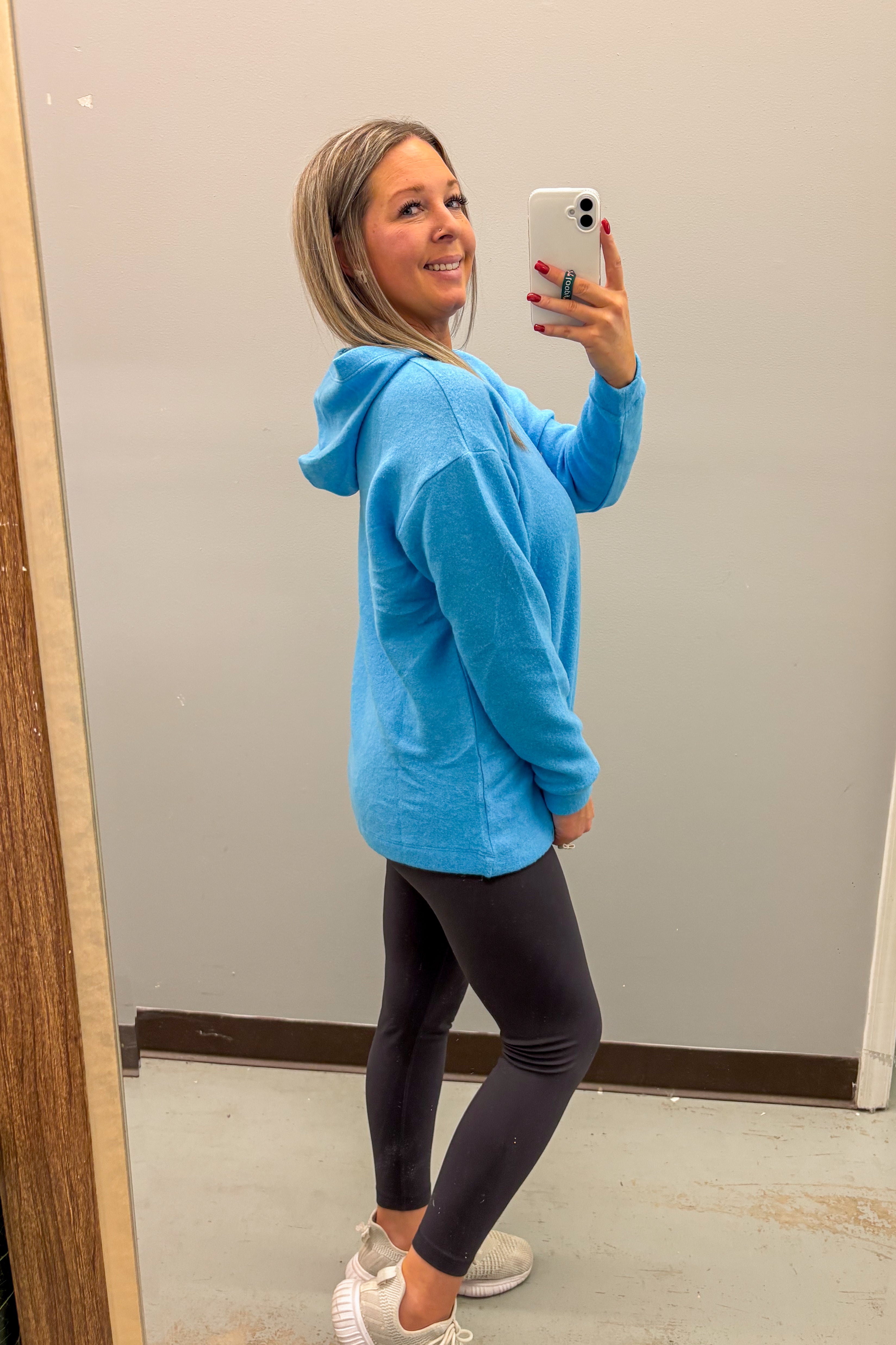 Amber Pullover Hoodie Top, Deep Sky