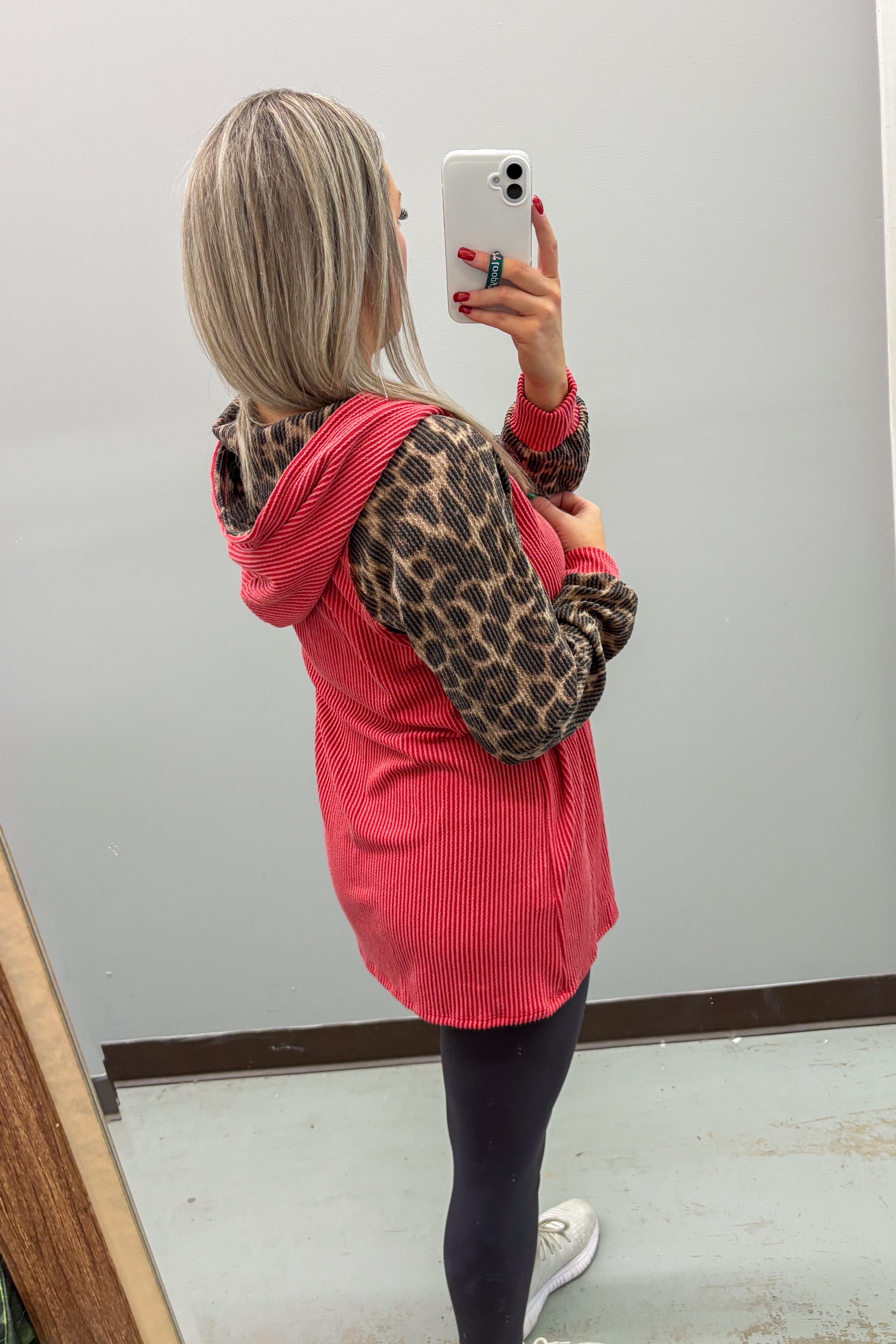 Can't Tame Me Leopard Sleeve Hoodie Top