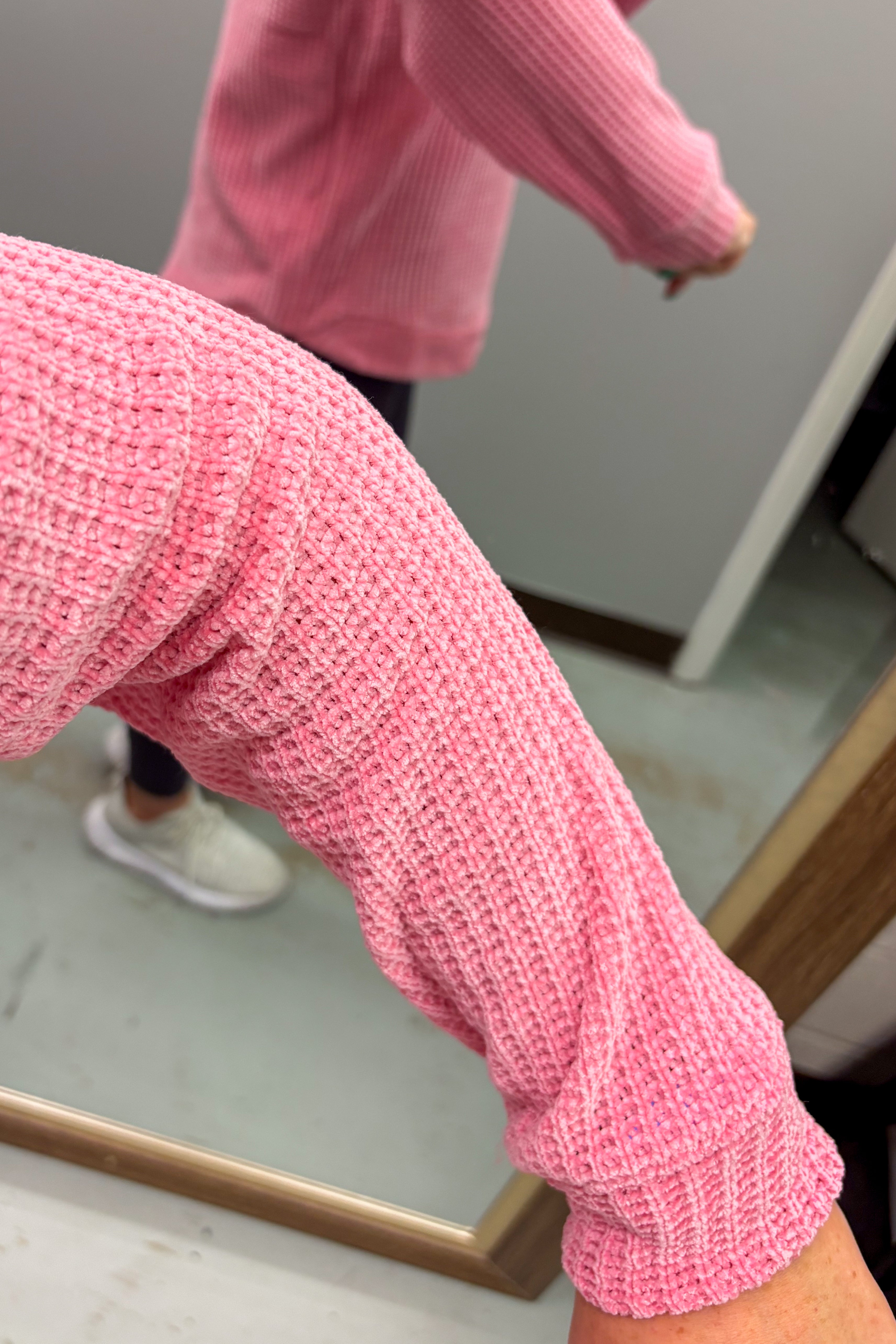 The Easygoing Waffle Knit Top, Rose Pink