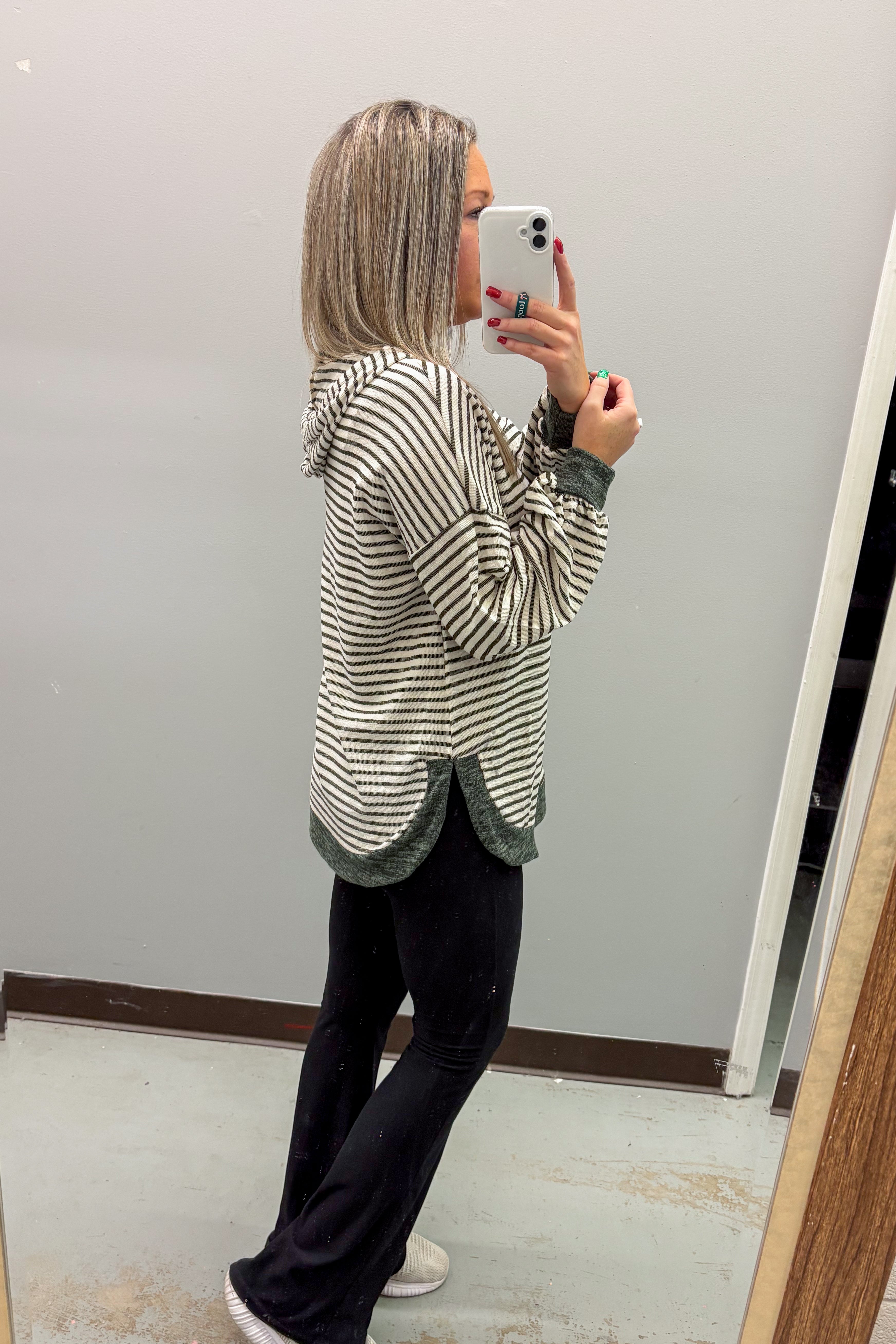 Weekend Stroll Striped Hoodie Top