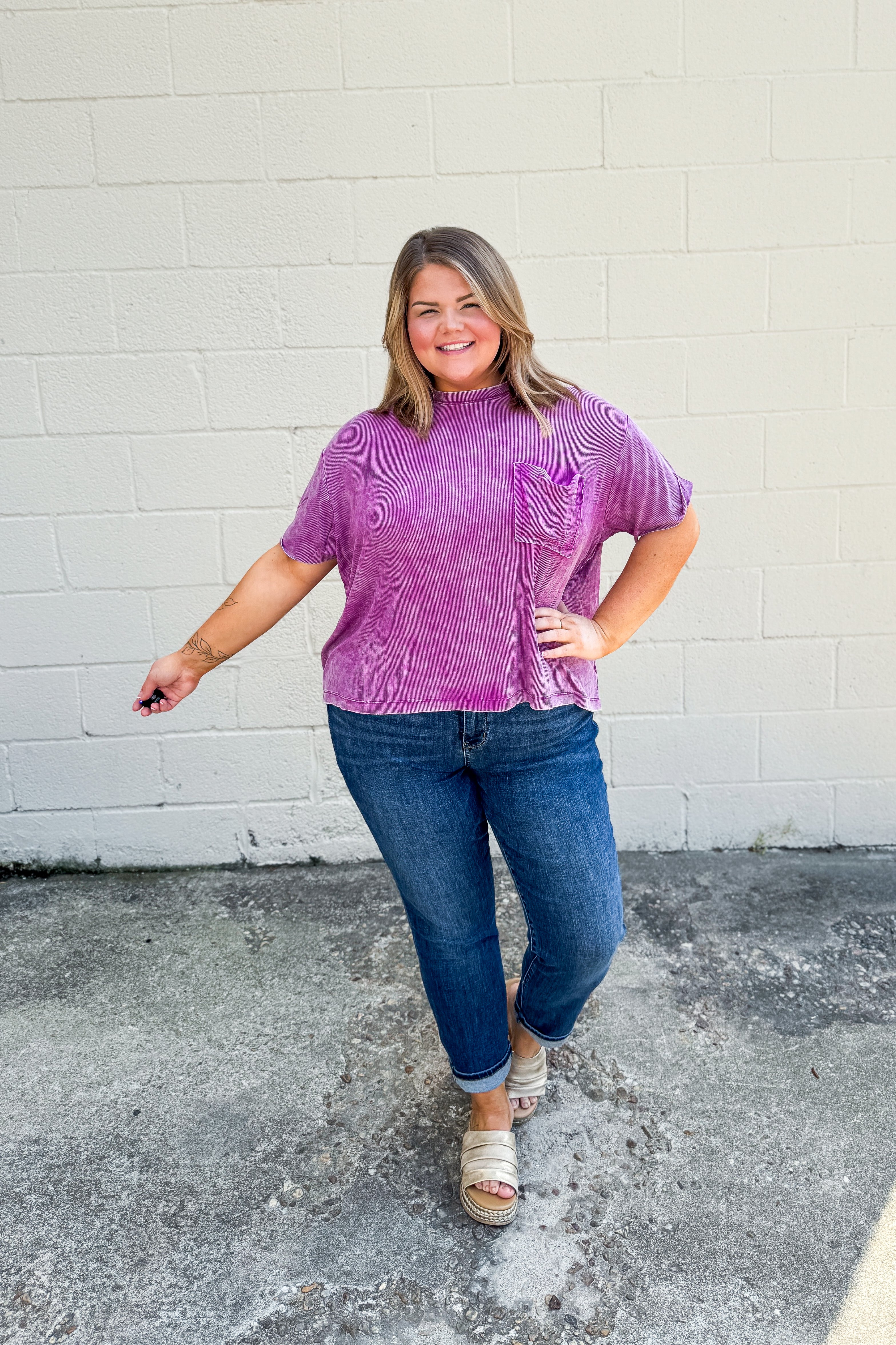 Where It Ends Ribbed Top, Plum