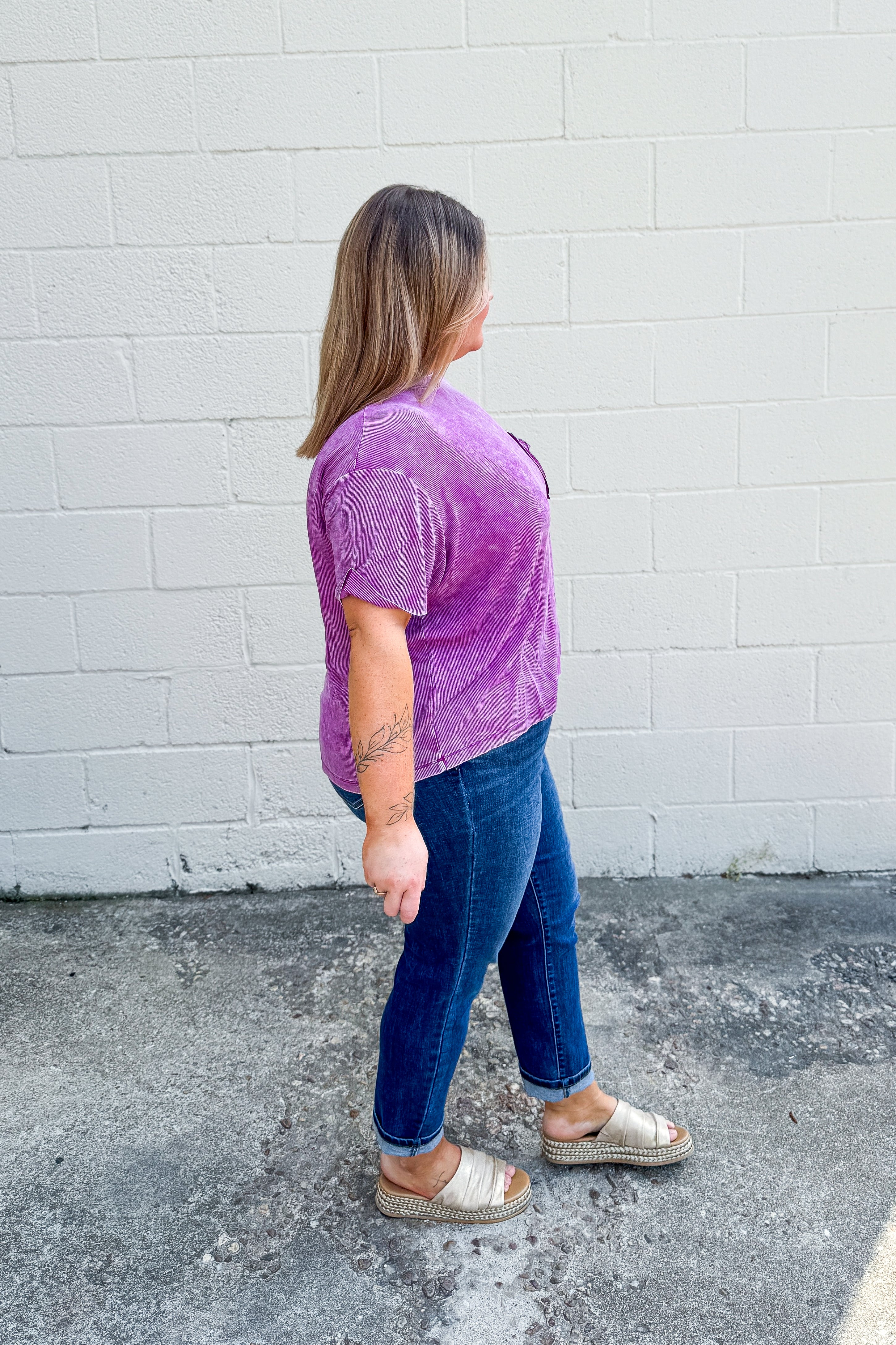 Where It Ends Ribbed Top, Plum