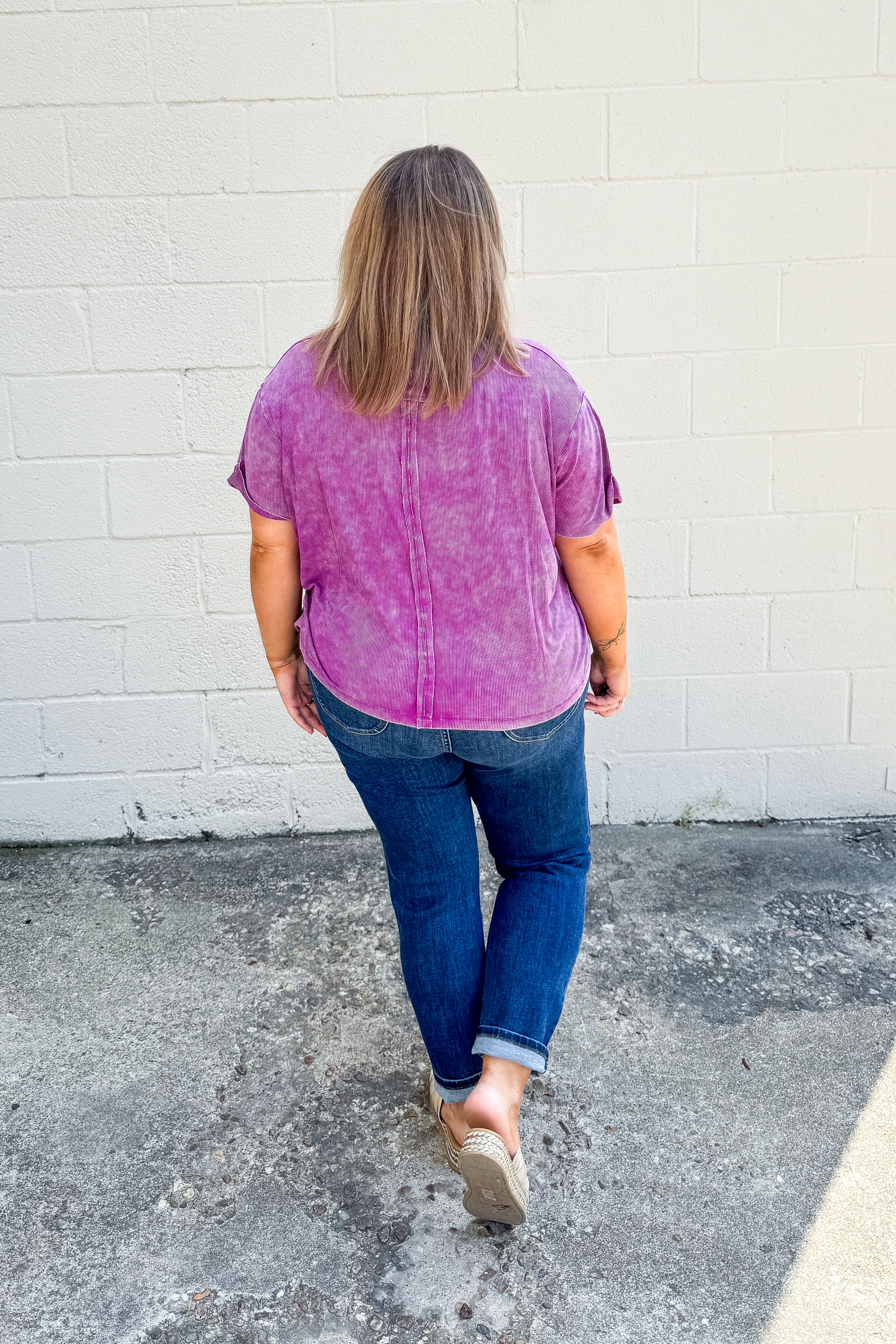 Where It Ends Ribbed Top, Plum