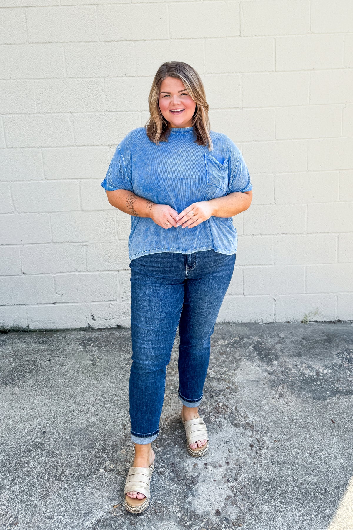 Where It Ends Ribbed Top, Ocean Blue | Sew Southern Designs