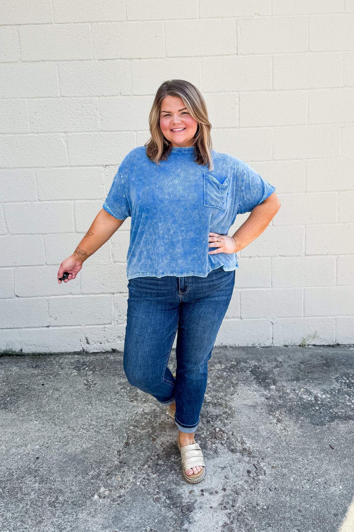 Where It Ends Ribbed Top, Ocean Blue | Sew Southern Designs