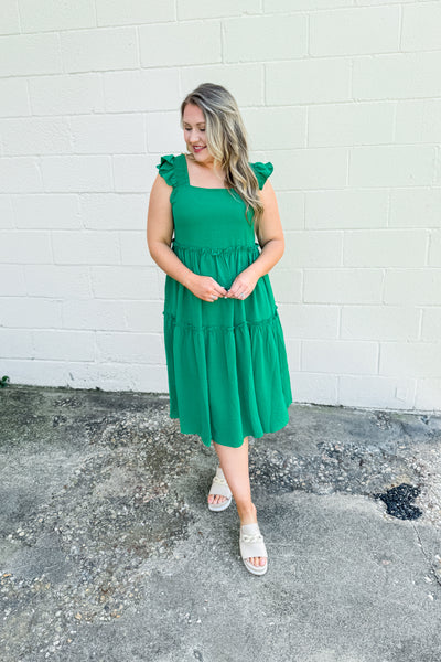 Lucky Girl Babydoll Dress, Green