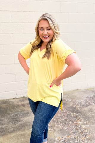 DEAL | Russell Super Soft V-neck Top, Banana