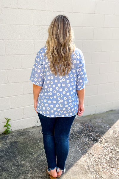 Forever Blooming Floral Top, Baby Blue