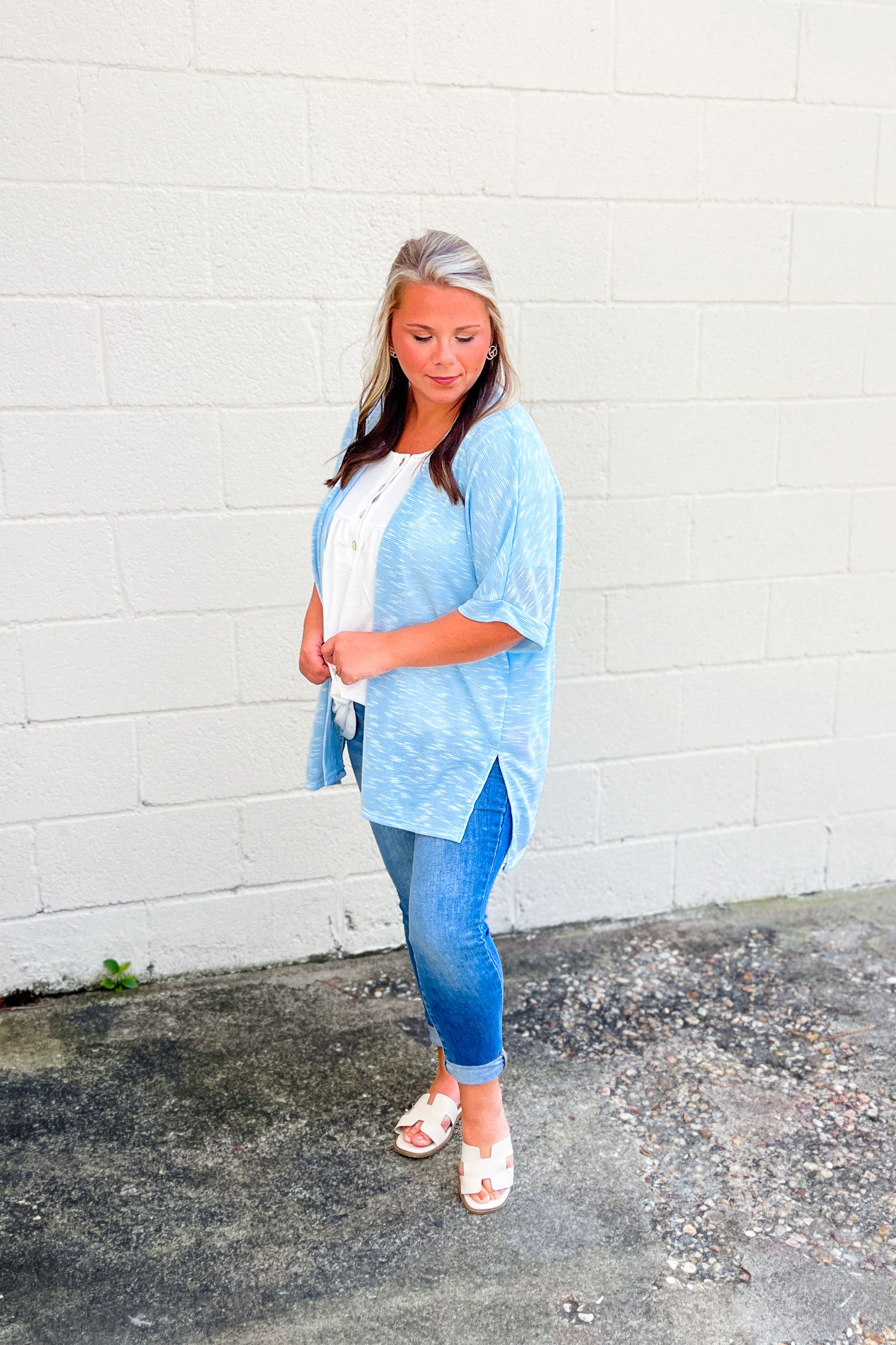 Put It To The Test Cardigan, Light Blue