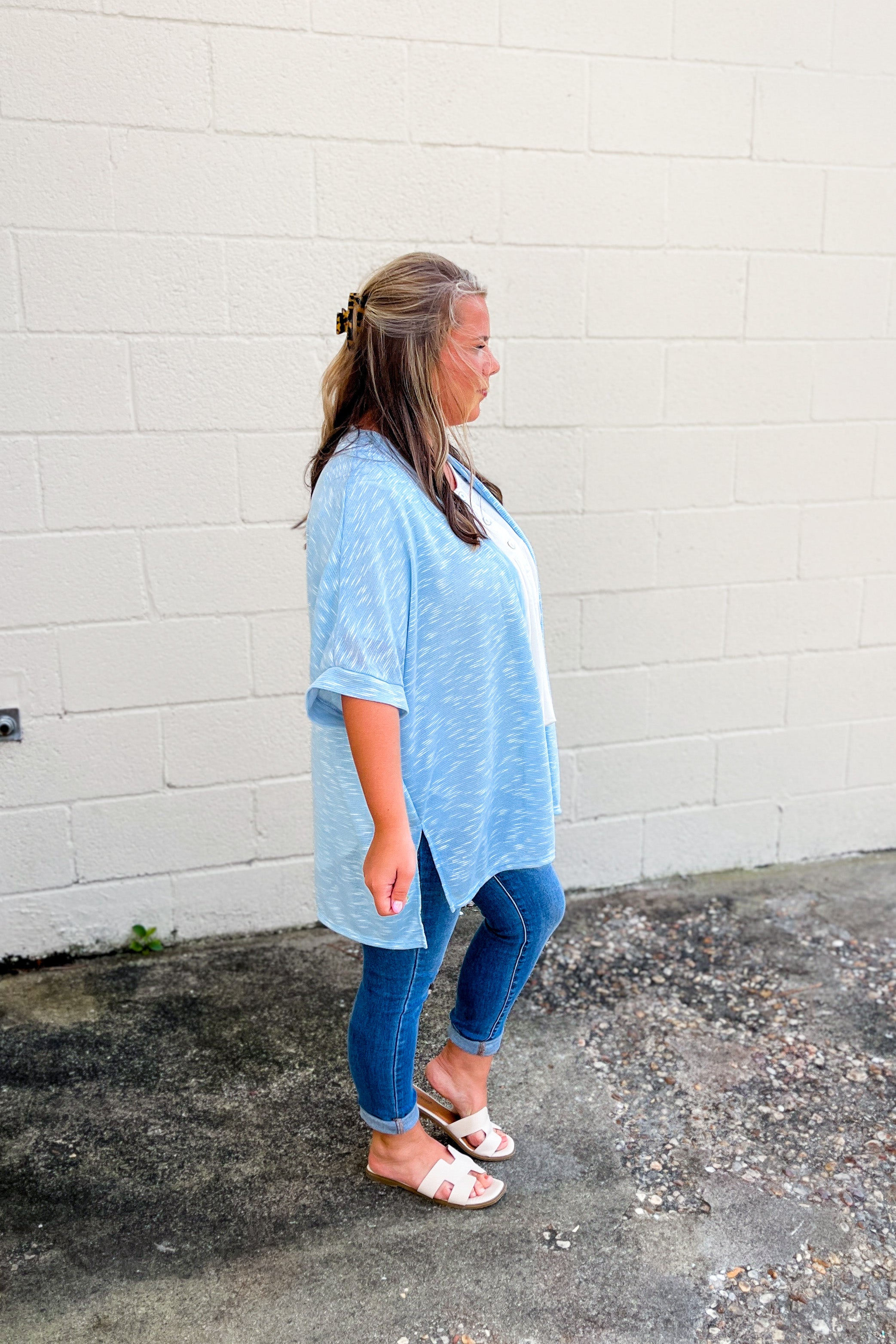 Put It To The Test Cardigan, Light Blue