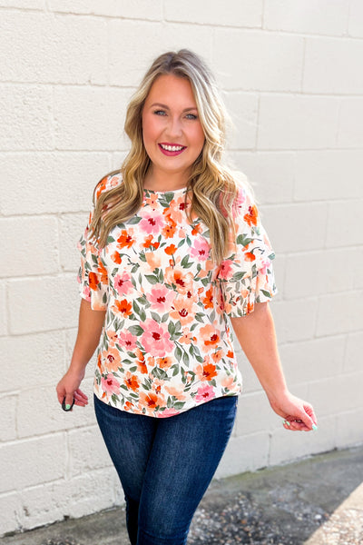 Finding Meaning Floral Top, Ivory