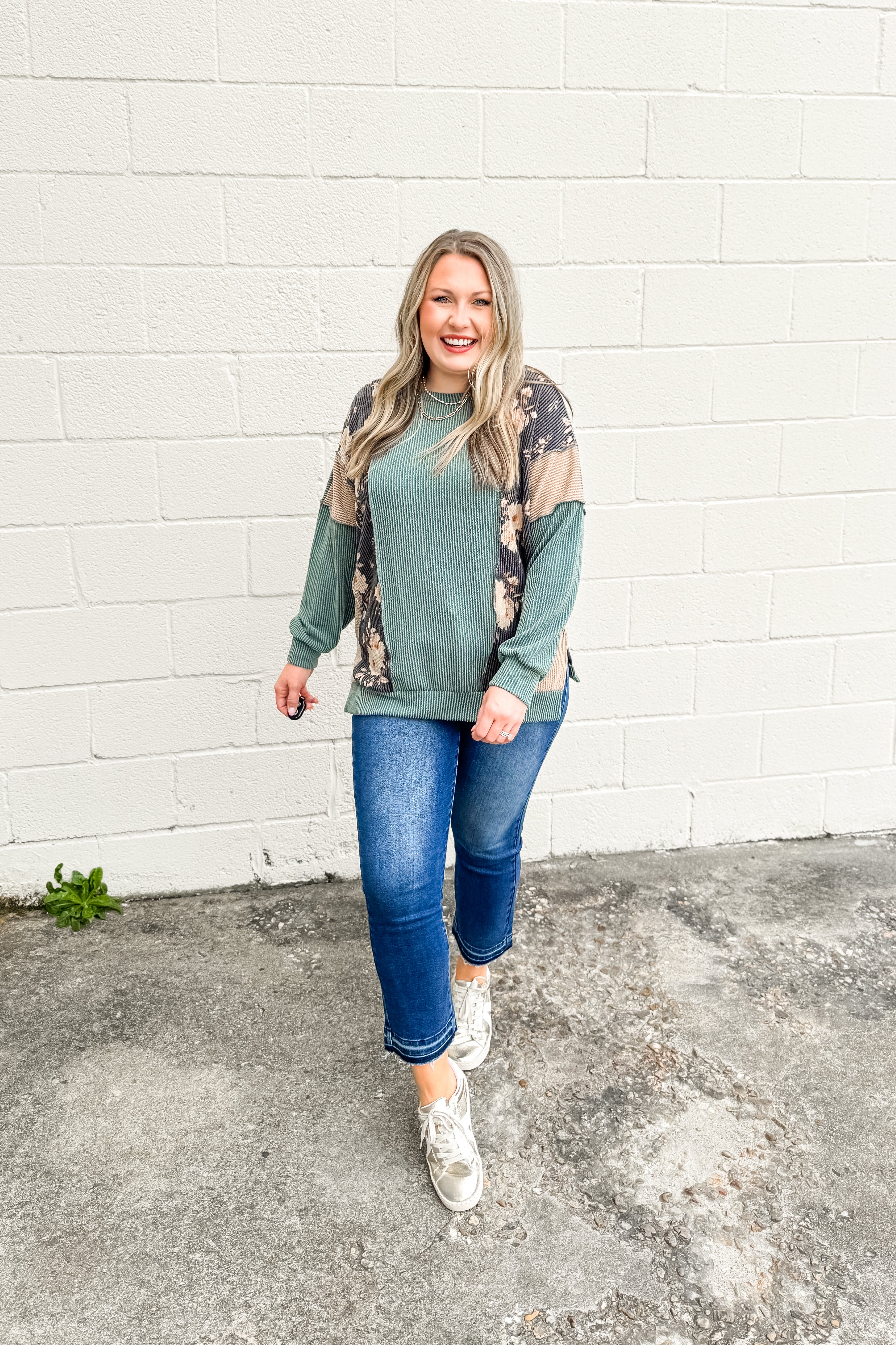 Harvest Blooms Ribbed Pullover Top