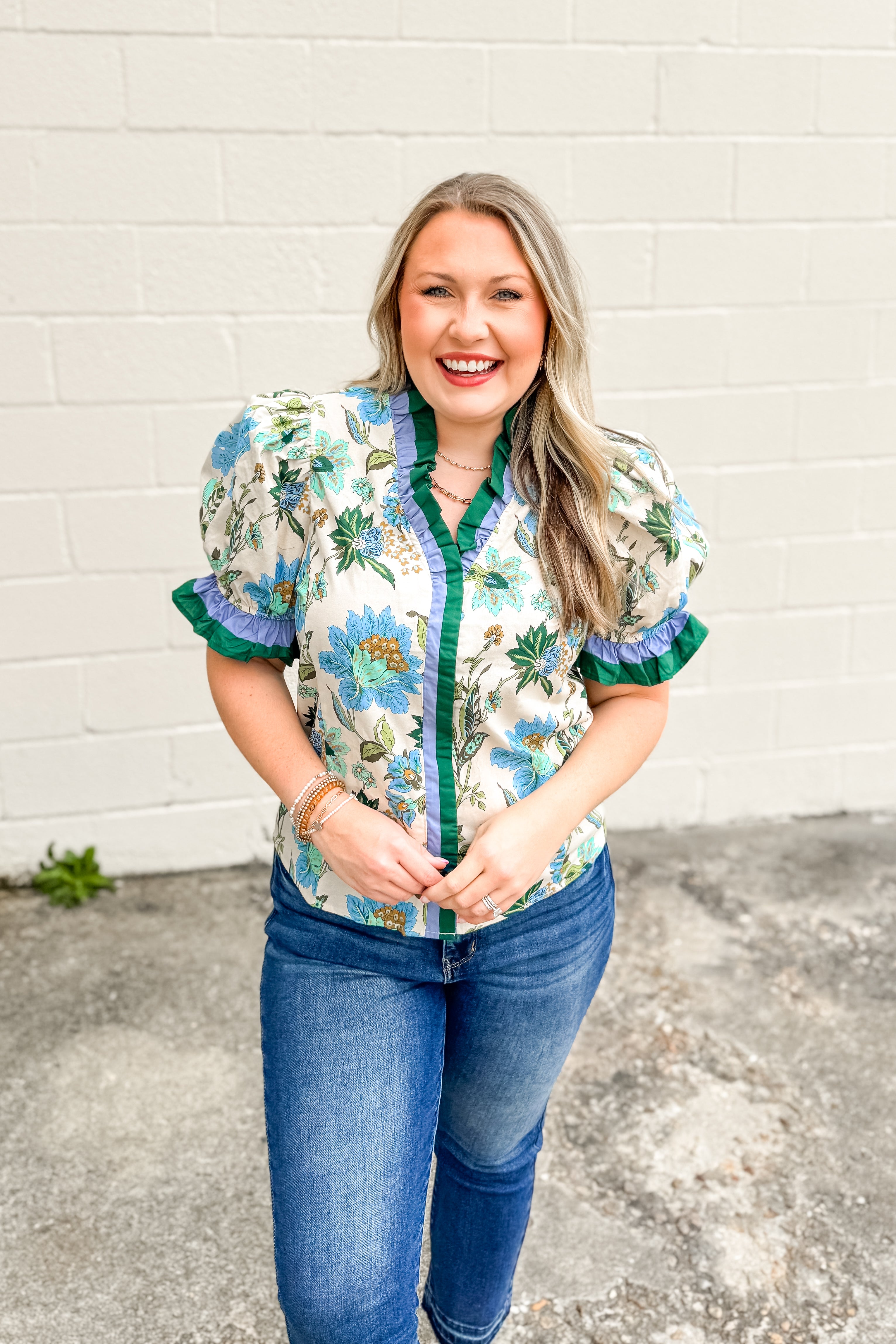 Blue Meadow Floral Top