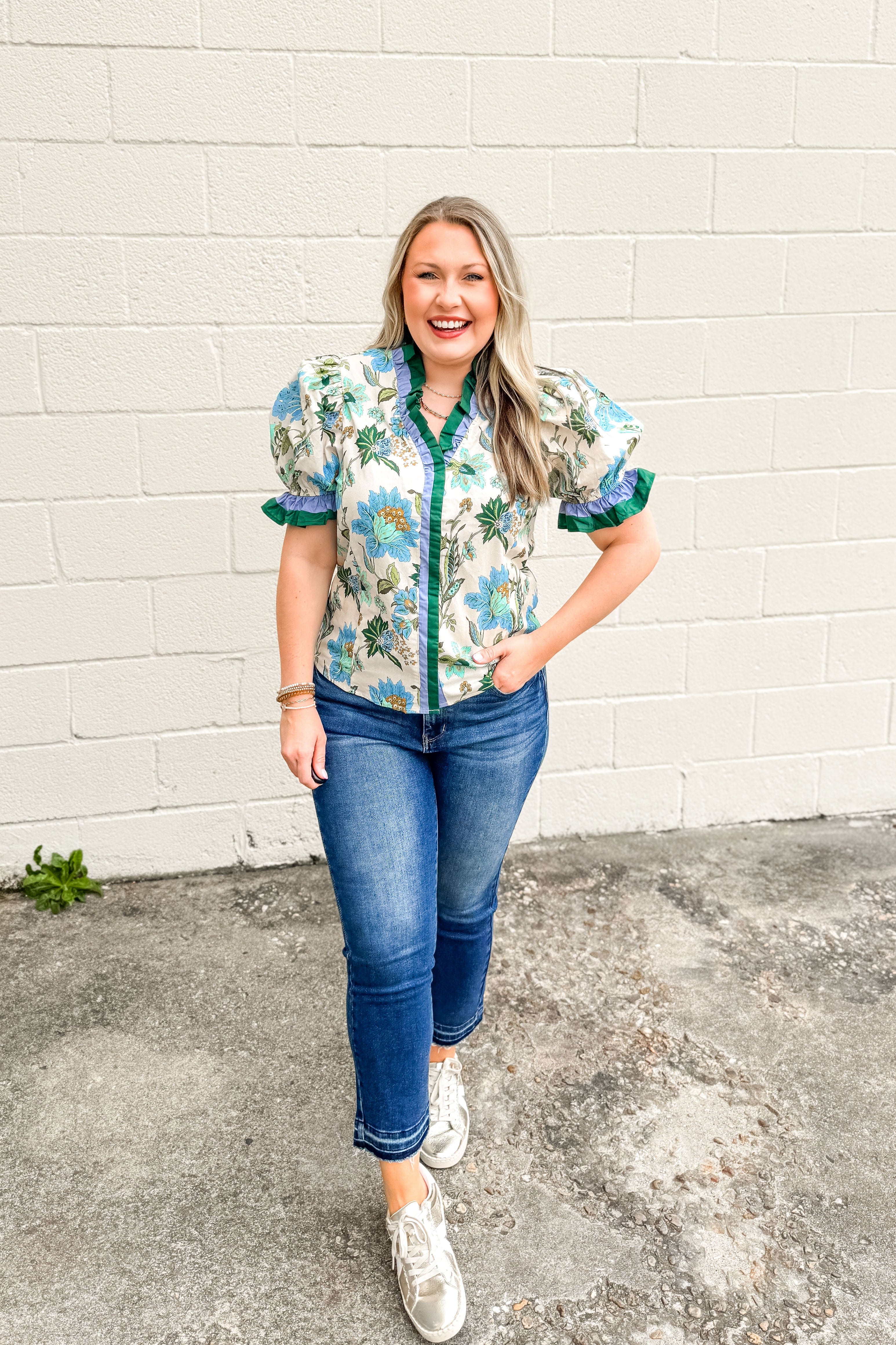 Blue Meadow Floral Top