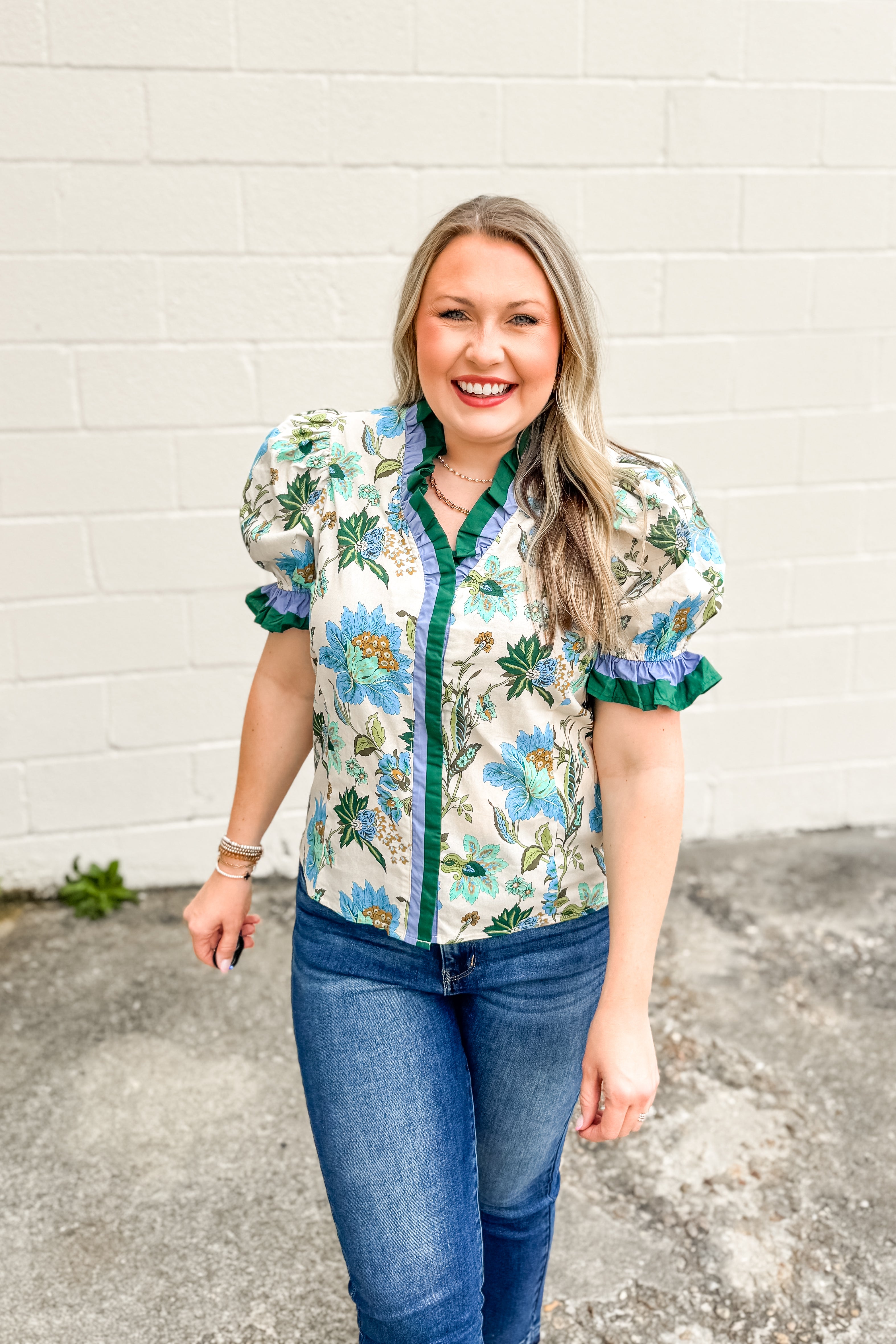 Blue Meadow Floral Top