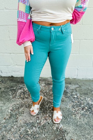 RESTOCK | YMI Hyperstretch Skinny Jeans, Sea Green