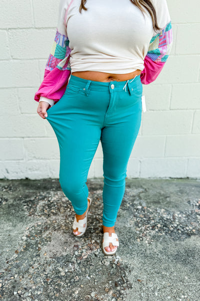 RESTOCK | YMI Hyperstretch Skinny Jeans, Sea Green