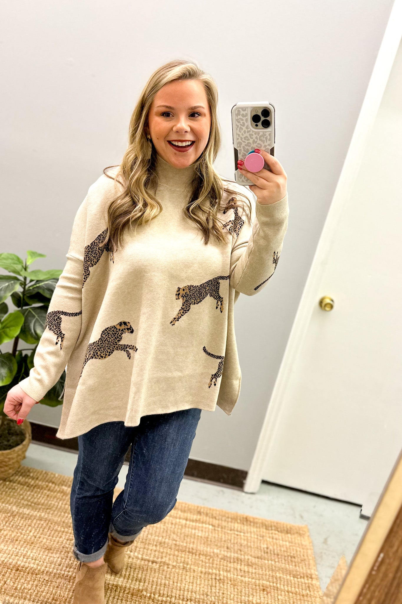 All In Theory Cheetah Sweater Top, Oatmeal