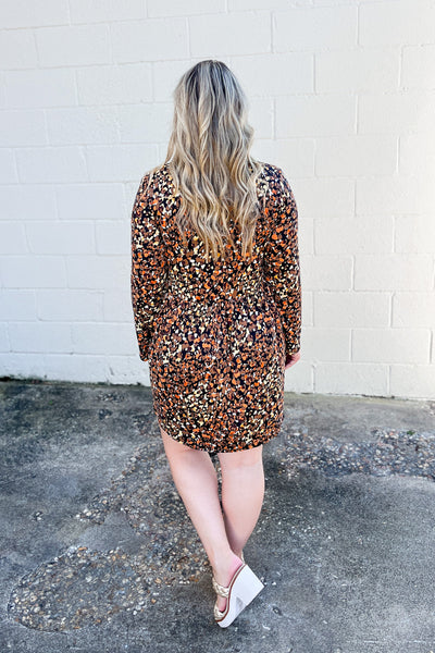 Back and Forth Fall Leopard Babydoll Dress