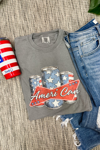 Ameri Can Patriotic Graphic Tee, Grey