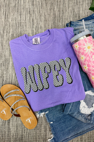 Wifey Checker Graphic Tee, Violet