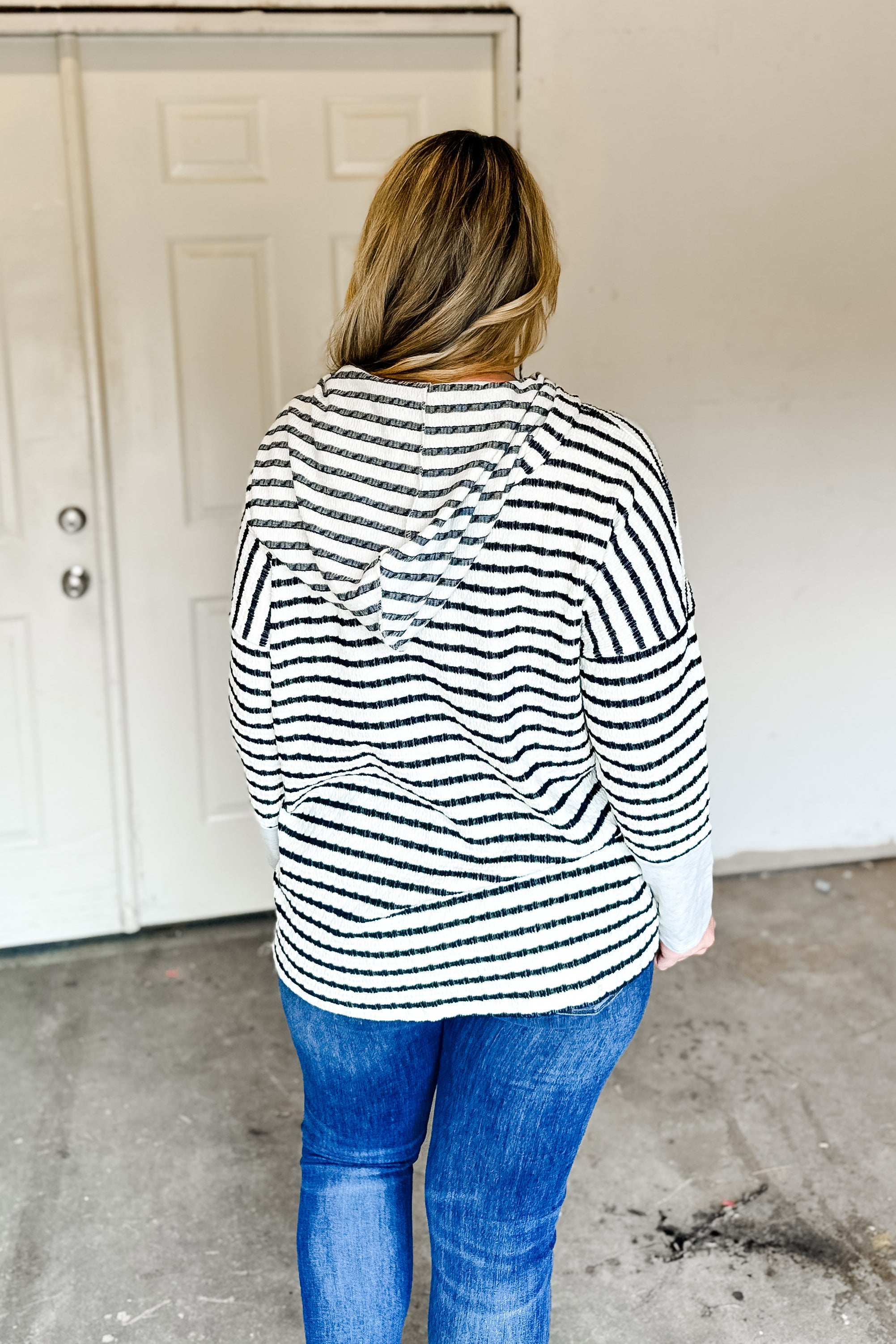 Sweet Little Nothing Stripe Pullover Top, Cream/Black