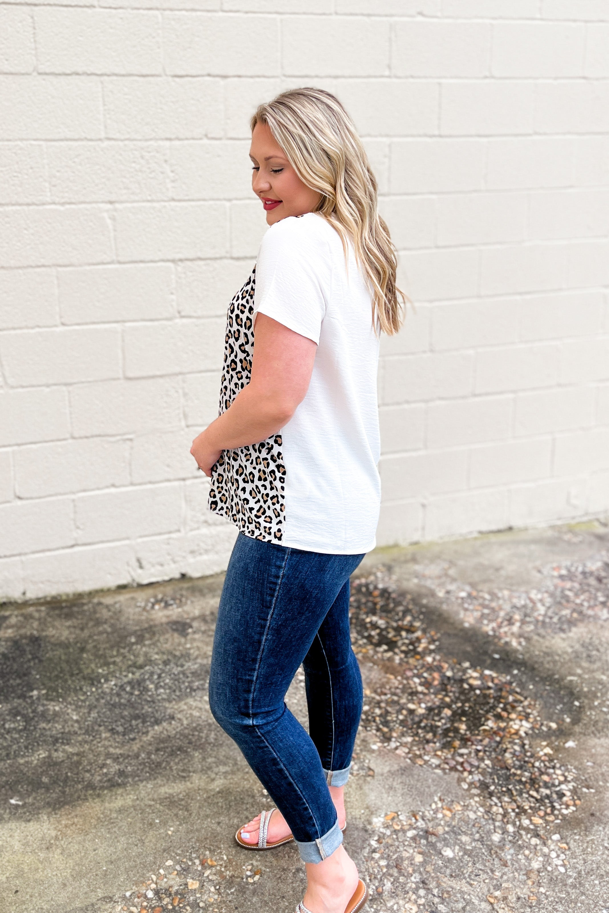 RESTOCK | The Wild Side Color Block Leopard Top, White