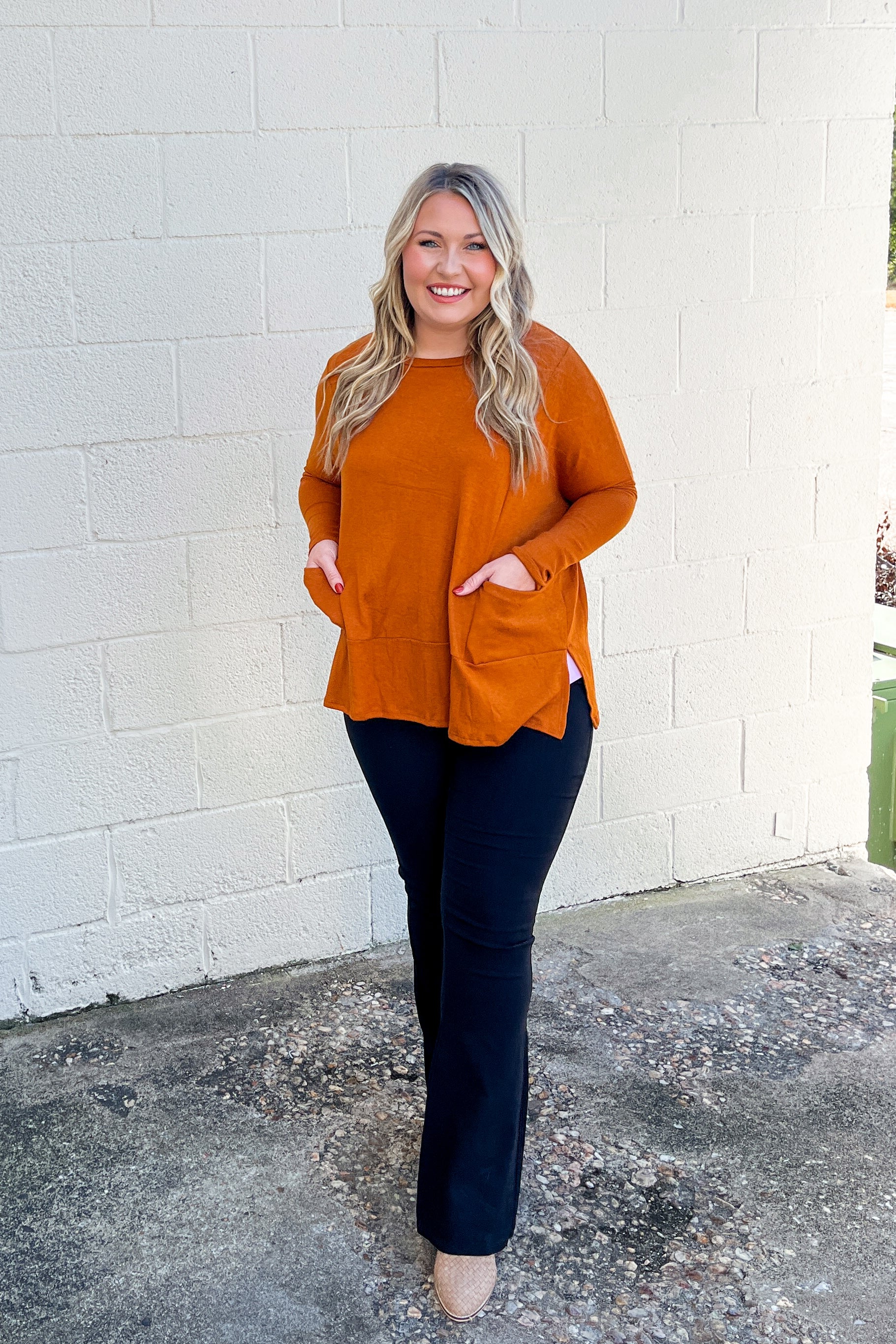 My Treat Tunic Pocket Top, Rust