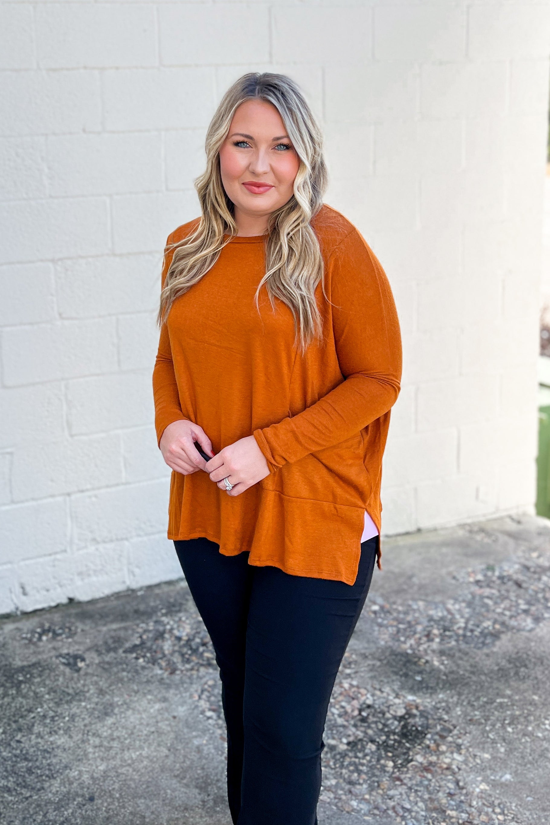 My Treat Tunic Pocket Top, Rust