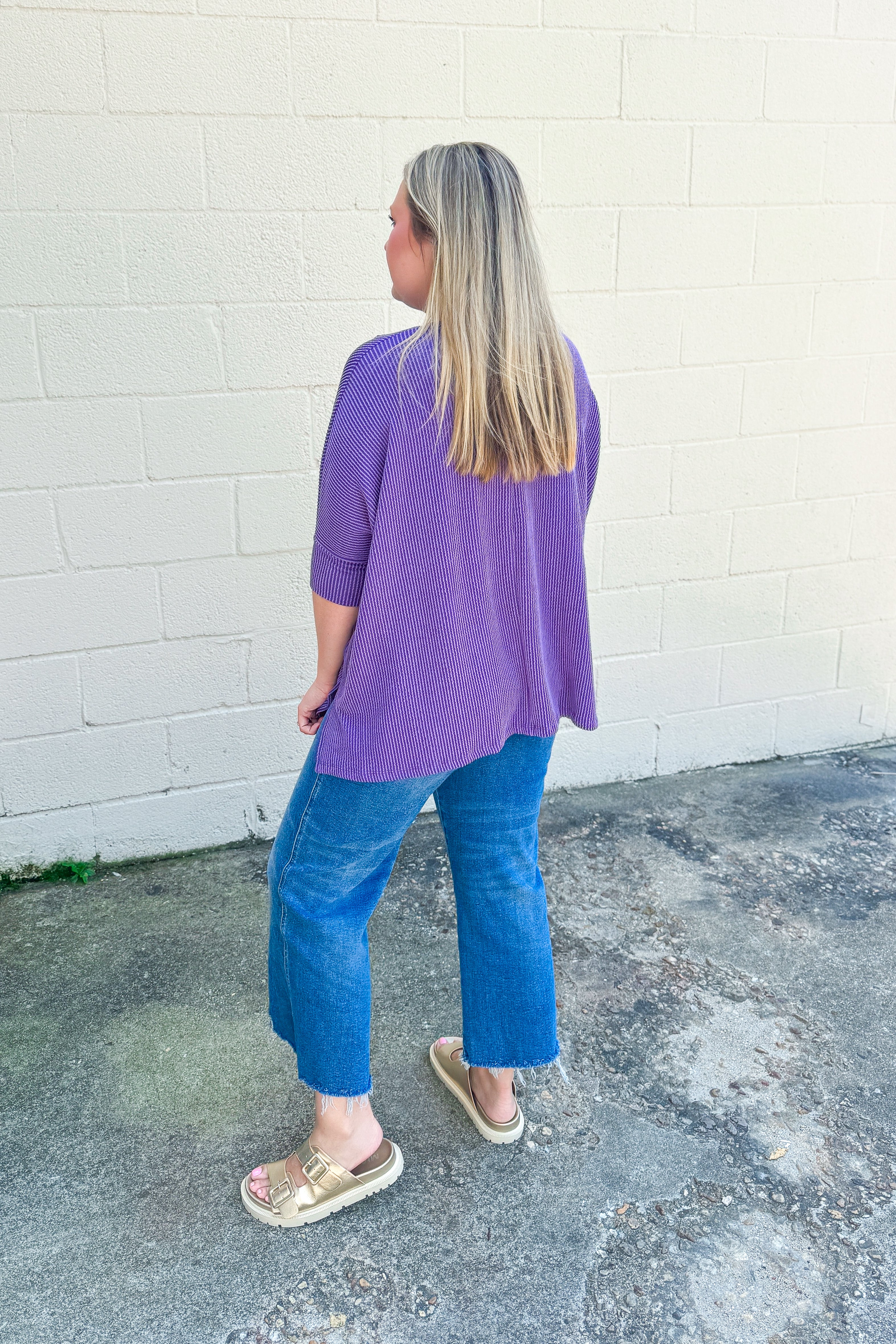 Tatum Ribbed Oversized Top, Purple